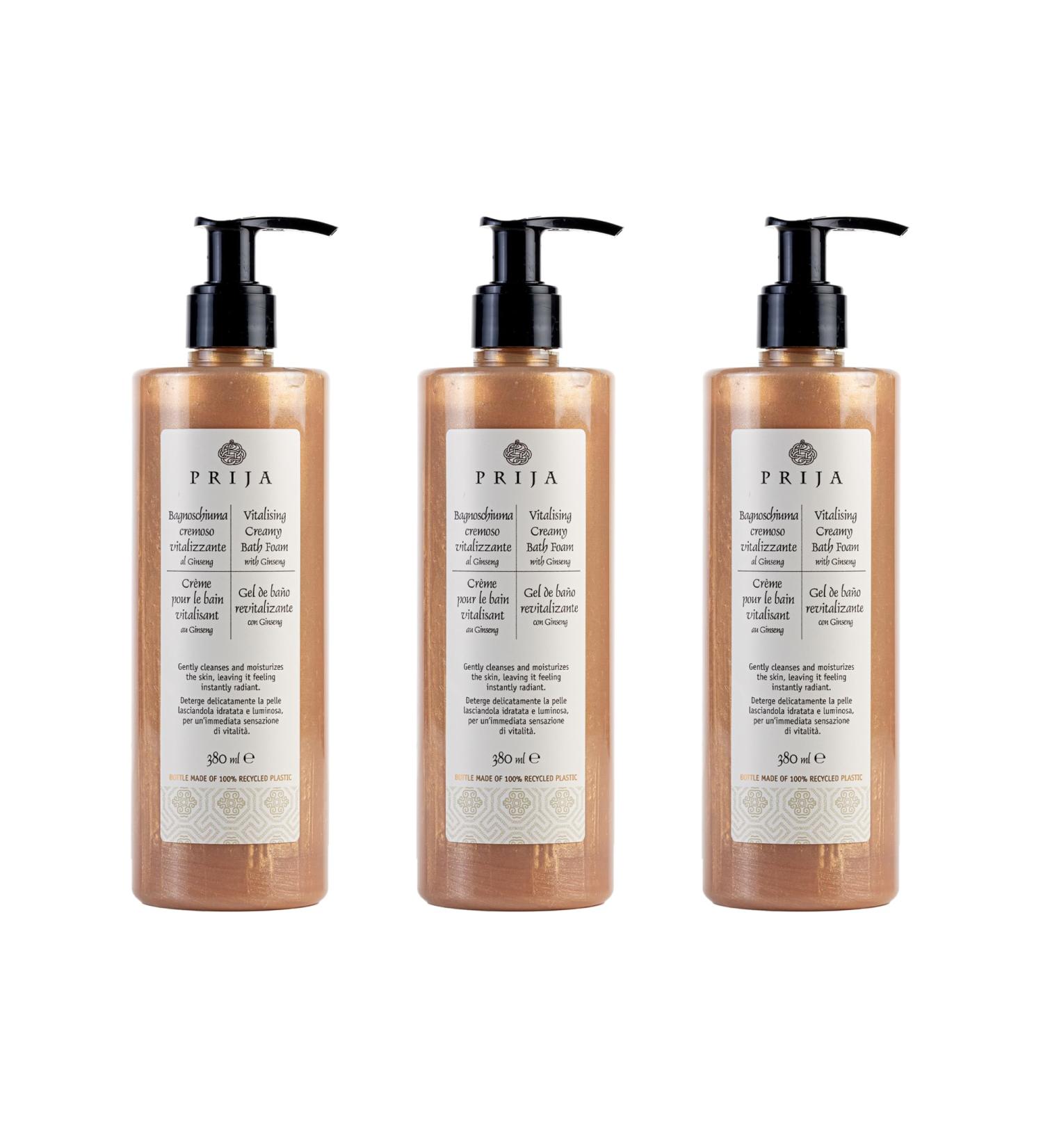 Prija Vitalizing Creamy Bath Foam Pearly Texture for Radiance Boost Gently Cleanses and Moisturizes The Skin with Ginseng Extract 3 x 12.85 Fl. Oz - Buy Online on GoSupps.com