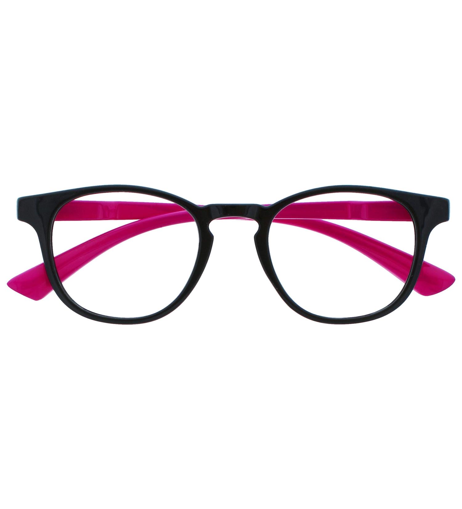 Opulize BOP Blue Light Blocking Children's Glasses - Round Frame Feder Hinges Eye Protection Improved Sleep Reduced Headaches for Boys & Girls - B47 +0.00 Diopters Black Neon Rosa - Buy Online on GoSupps.com