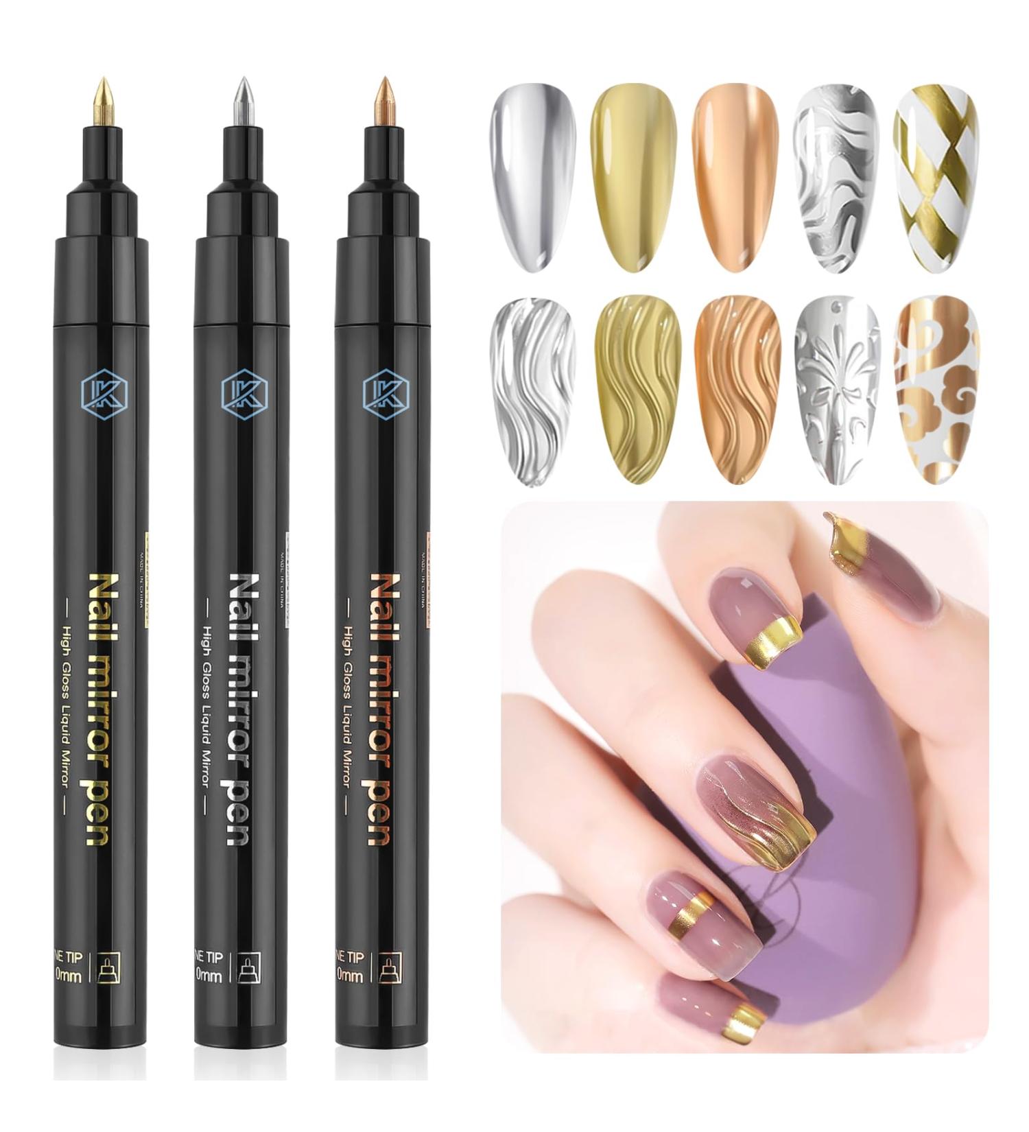 3 Color 3D Nail Art Pens Set - Kalolary Nail Polish Tools for DIY Beauty & Manicure - Buy Online on GoSupps.com