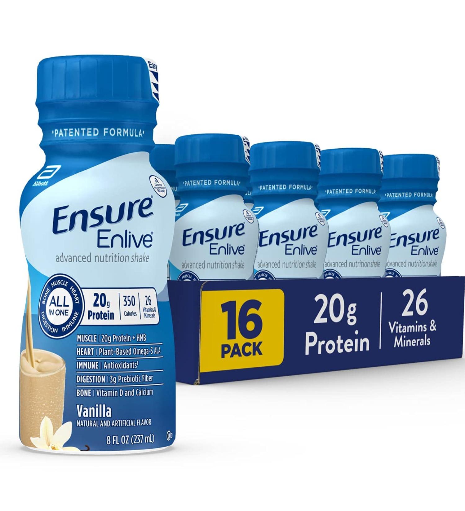 Ensure Enlive 20g Protein Meal Replacement Shake | 350 Calories | Advanced Nutrition Vanilla | 8 Fl Oz (Pack of 16) - Buy Online on GoSupps.com