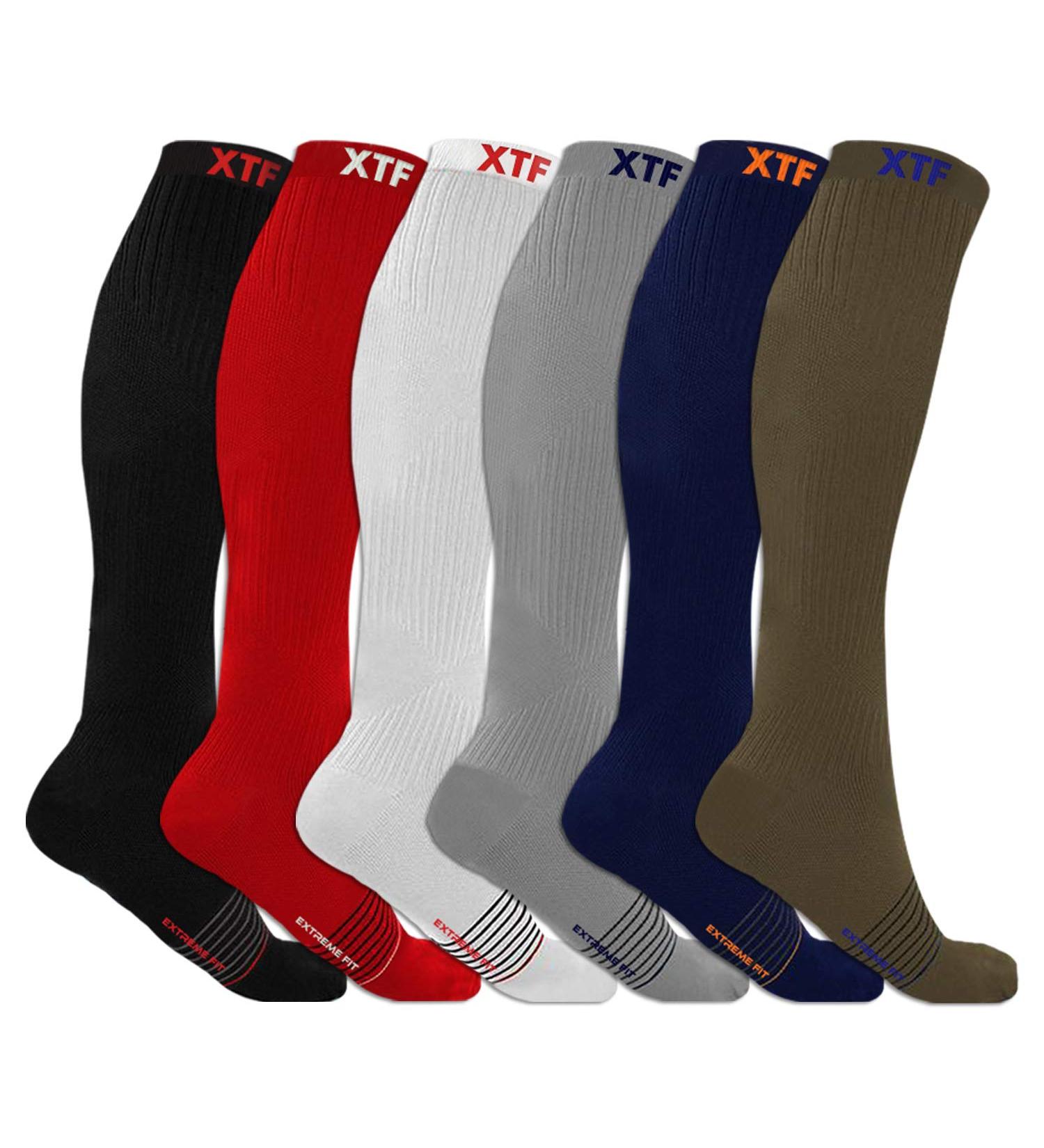 Extreme Fit Sport Compression Socks for Men and Women - Knee High, 6 Pair Large-X-Large Mix - Running, Athletics, Pregnancy, Travel - Buy Online on GoSupps.com