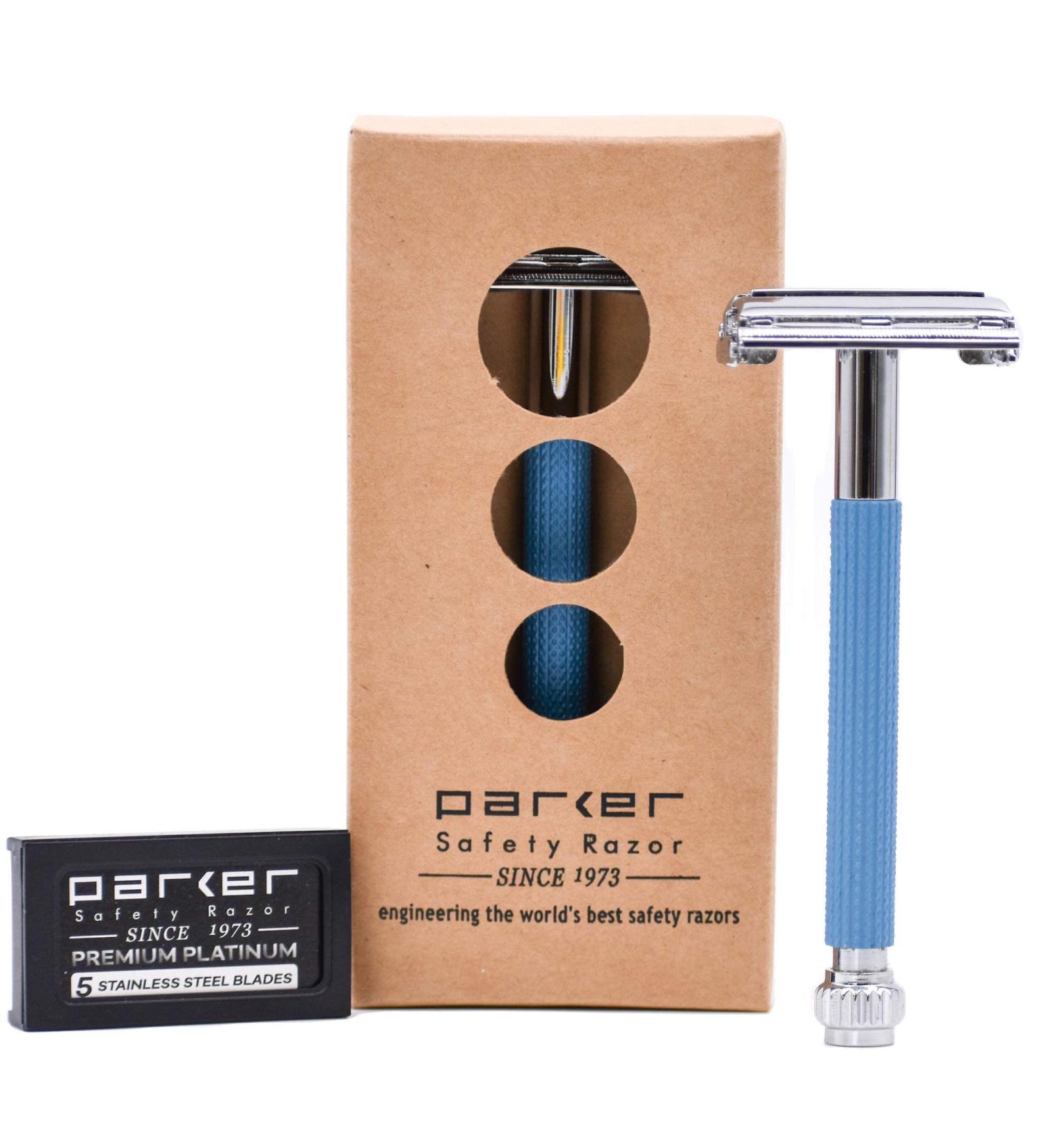Parker Butterfly Open Safety Razor with 5 Premium Blades Blue | Best International Shipping - Buy Online on GoSupps.com