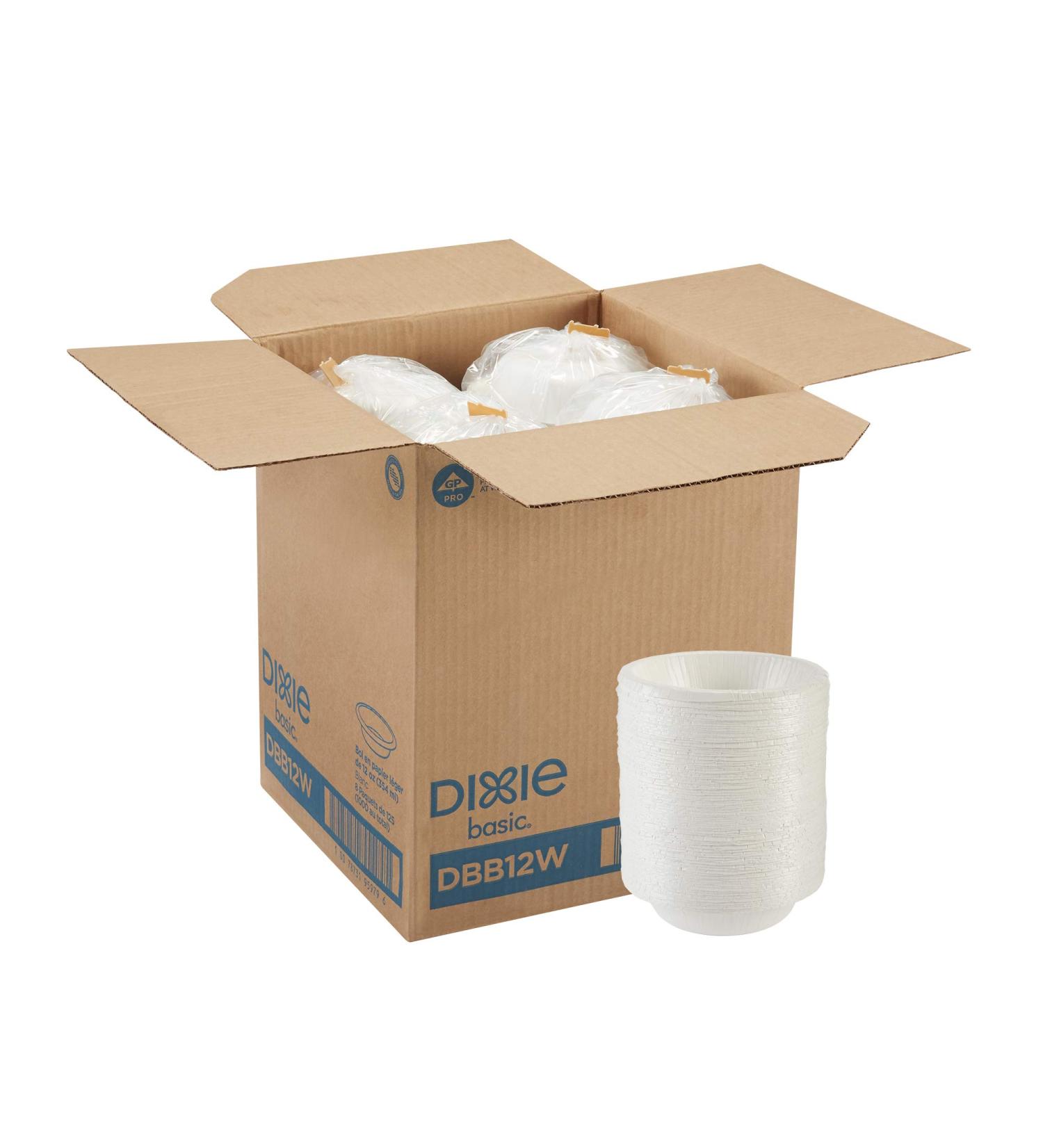 Dixie Basic 12oz. Disposable Paper Bowls by GP PRO - White (1000 Count) - Buy Online on GoSupps.com