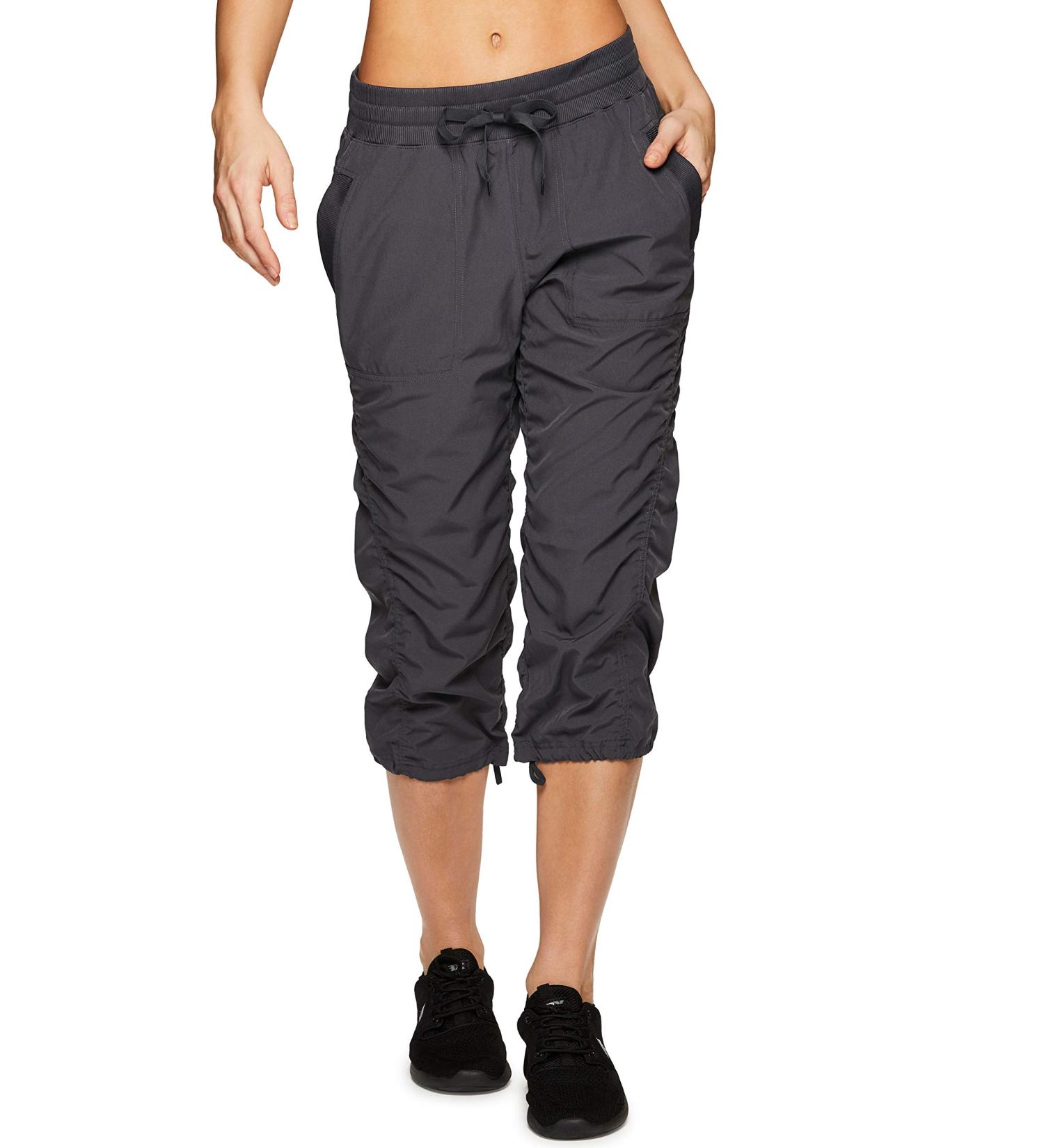 RBX Active Women's Lightweight Stretch Woven Drawstring Capri Pant - Charcoal, Size Large - Buy Online on GoSupps.com