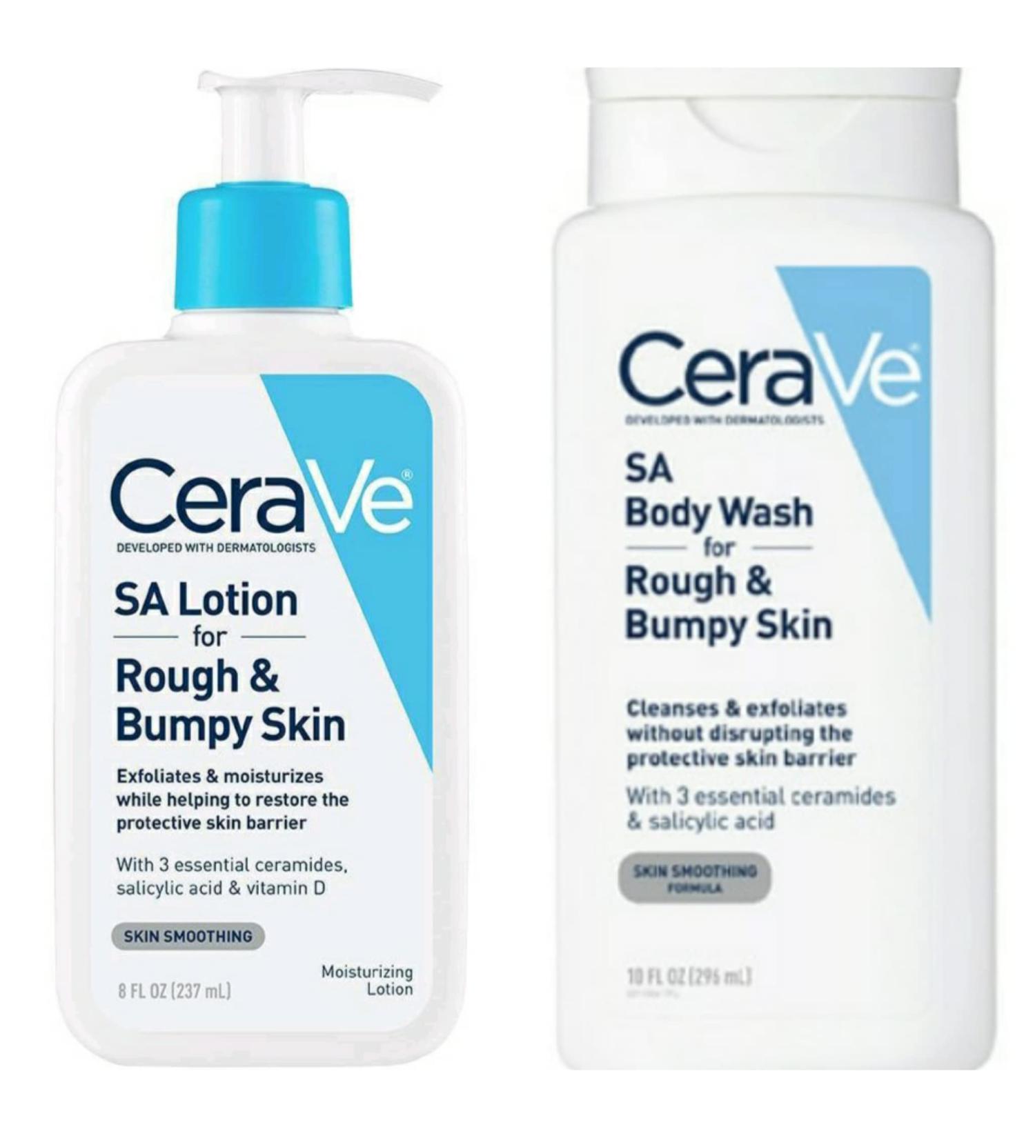 CeraVe SA Skin Care Bundle - Body Wash and Moisturizing Lotion for Rough & Bumpy Skin - Buy Online on GoSupps.com
