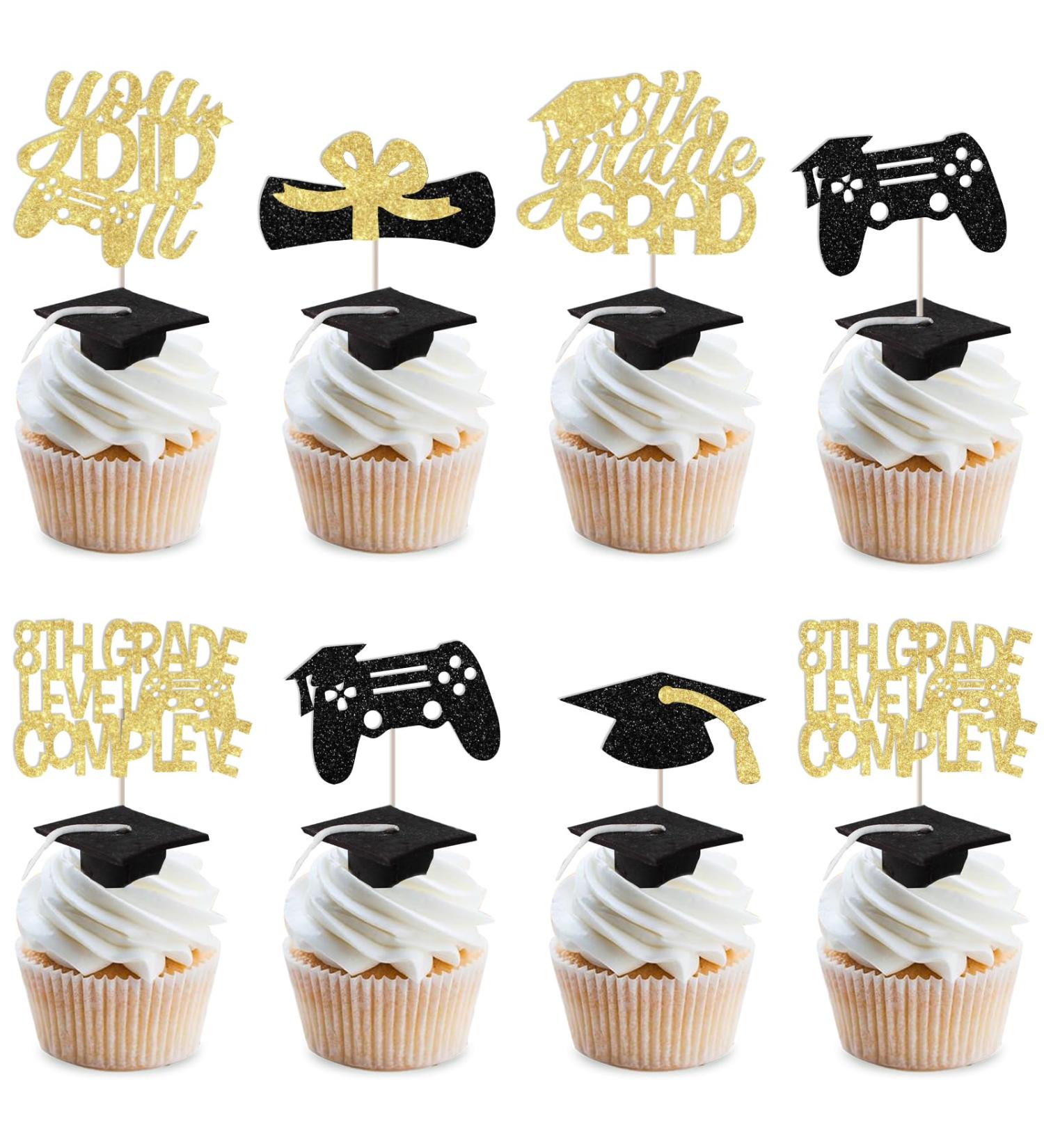 Wonmelody 8th Grade Grad Party Decorations 8th Grade Level Complete Cupcake Topper 8th Grade Grad Cake Topper Decor Class of 2024 Grade Grad Decor You Did It Decor Eighth Grade Grad Decors Supplies - Buy Online on GoSupps.com
