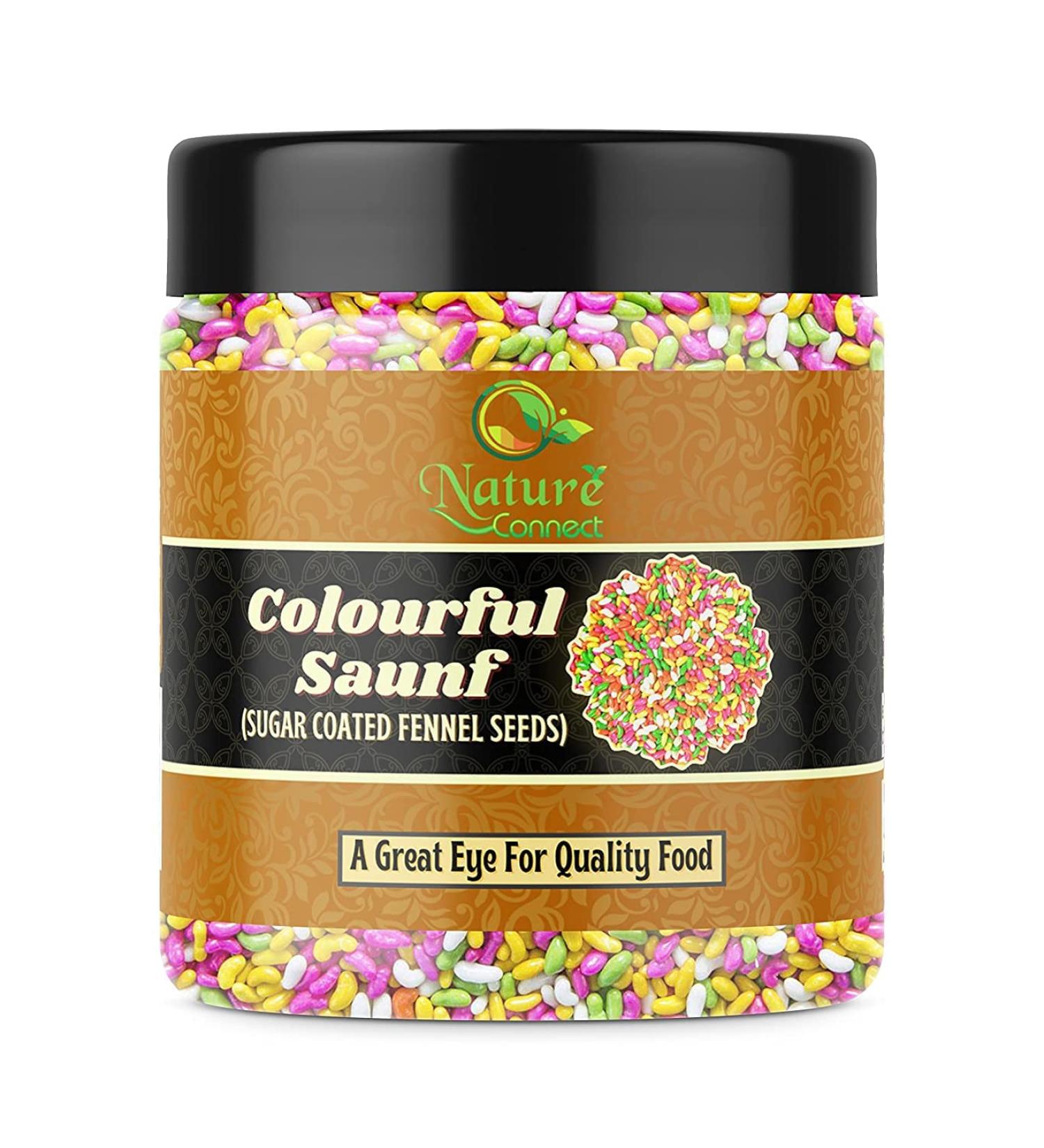 Nature Connect Colorful Sugar Coated Saunf 400 gm| Colourful Tini Mini Sounf Mouth Freshener_Packing May Vary - Buy Online on GoSupps.com