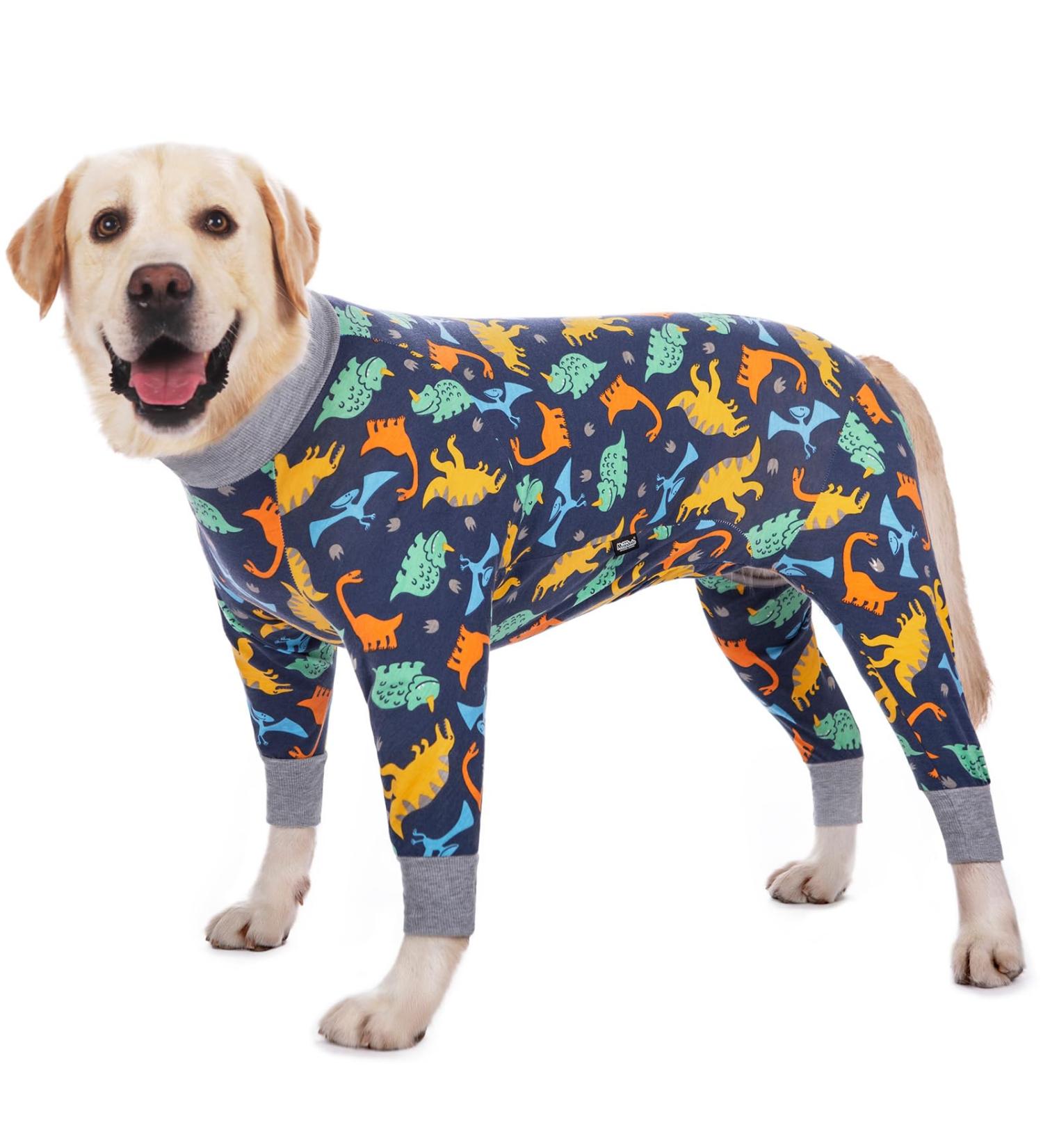 AXCIMOND Dog Recovery Suit for After Surgery - Long Sleeved Wound Protection for Dogs - XL Blue Dinosaurs - Alternative to Neck Collars - Buy Online on GoSupps.com
