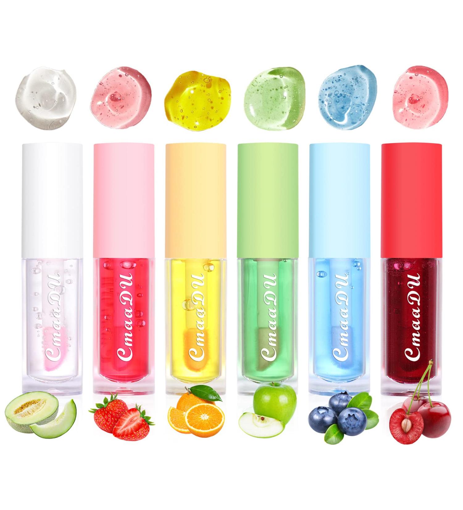 Natural Plumping Lip Gloss with Fruit Extracts | Color Changing Lip Plumper Gloss | Moisturizing Lip Oil Tint (6pcs) - Buy Online on GoSupps.com