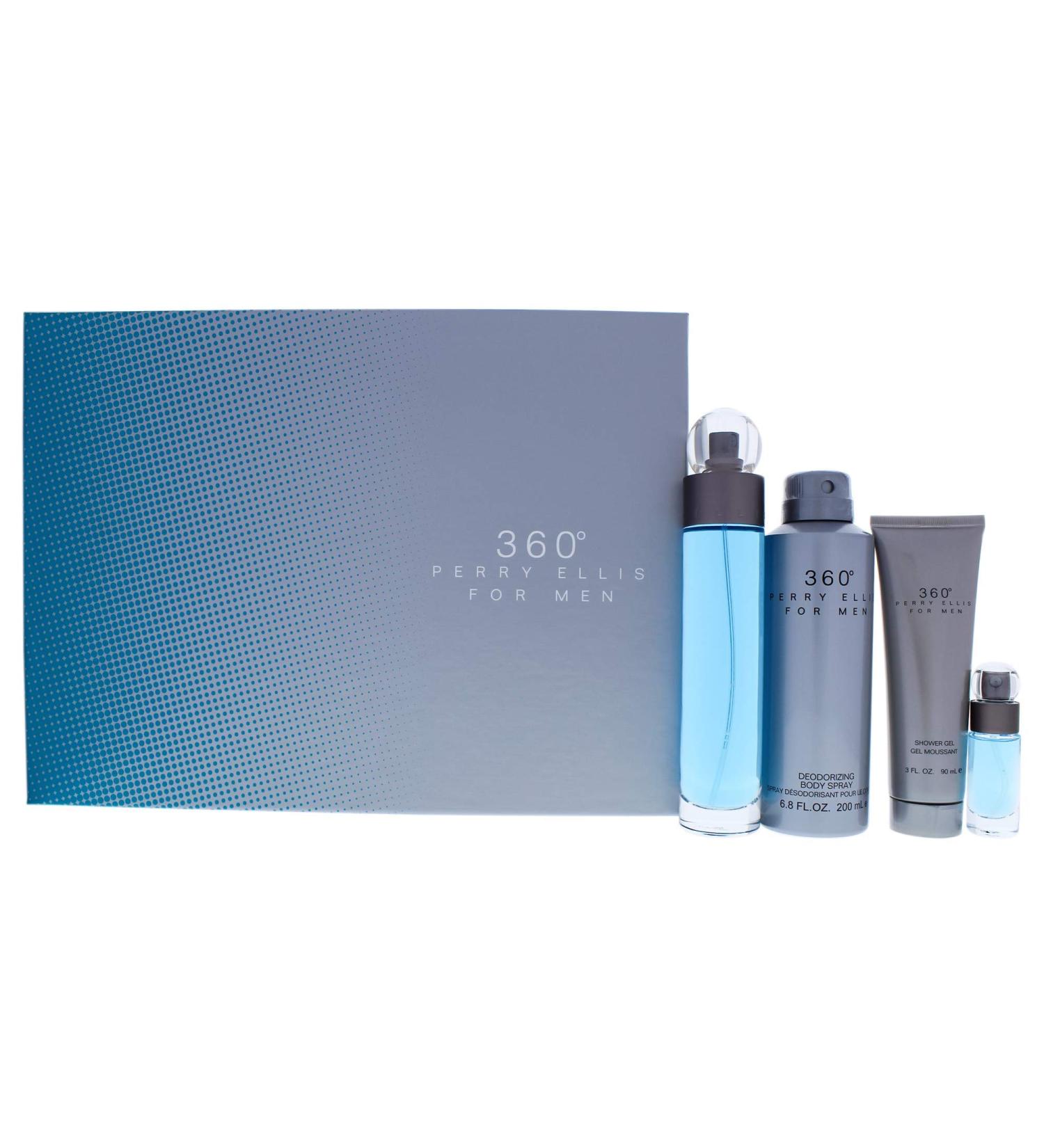 Perry Ellis 360 for Men - 4 Pc Gift Set: 3.4oz EDT Spray, 6.8oz Body Spray, 3.0oz Shower Gel, 0.25oz EDT Spray - Buy Online on GoSupps.com