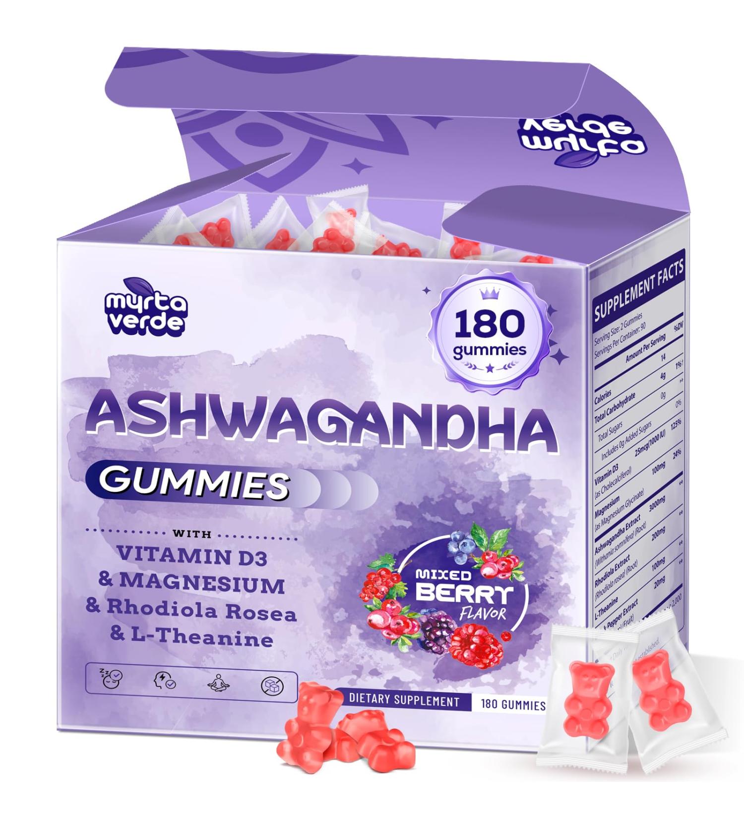 3000mg Ashwagandha Gummies for Women & Men 180 Count | Extra Strength Ashwagandha Supplement for Stress Relaxation & Immune Support | Magnesium Rhodiola L-Theanine D3 | Sugar Free Mixed Berry 180 Count (Pack of 1) - Buy Online on GoSupps.com