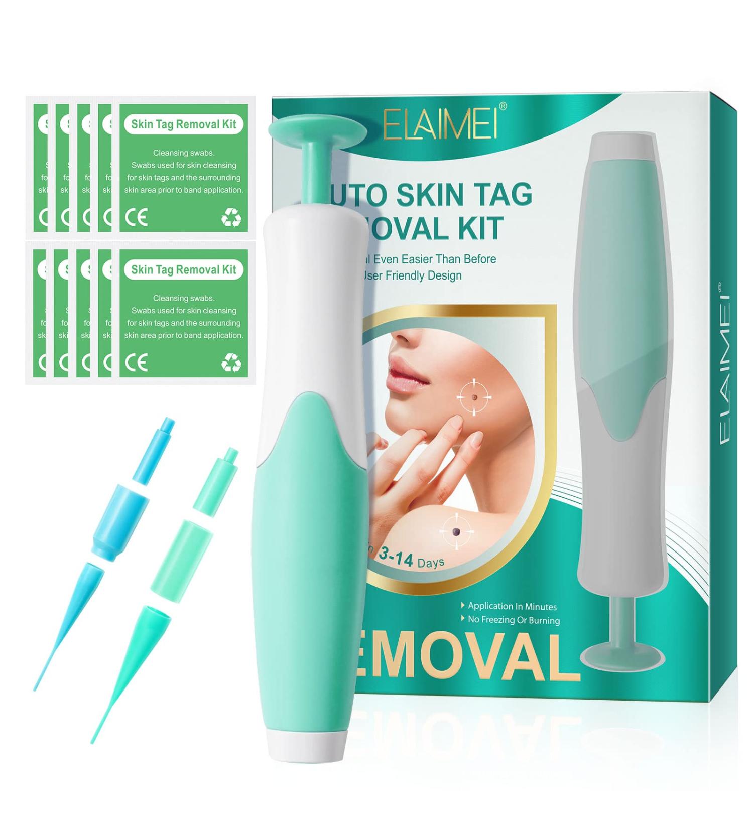 Skin Tag Tool Kit 2 in 1 Upgrade For Small to Large Skin Tags (2-8mm) Fast and Easy Skin Tag Kit Tools with 40 Bands (green)