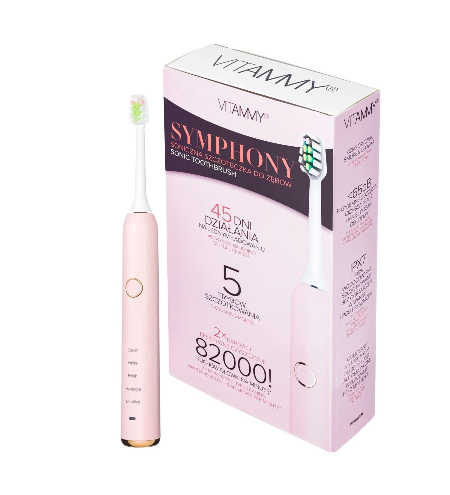 VITAMMY Symphony Pink Sonic Toothbrush - Comfort Housing for Superior Oral Care | International Shipping Available - Buy Online on GoSupps.com
