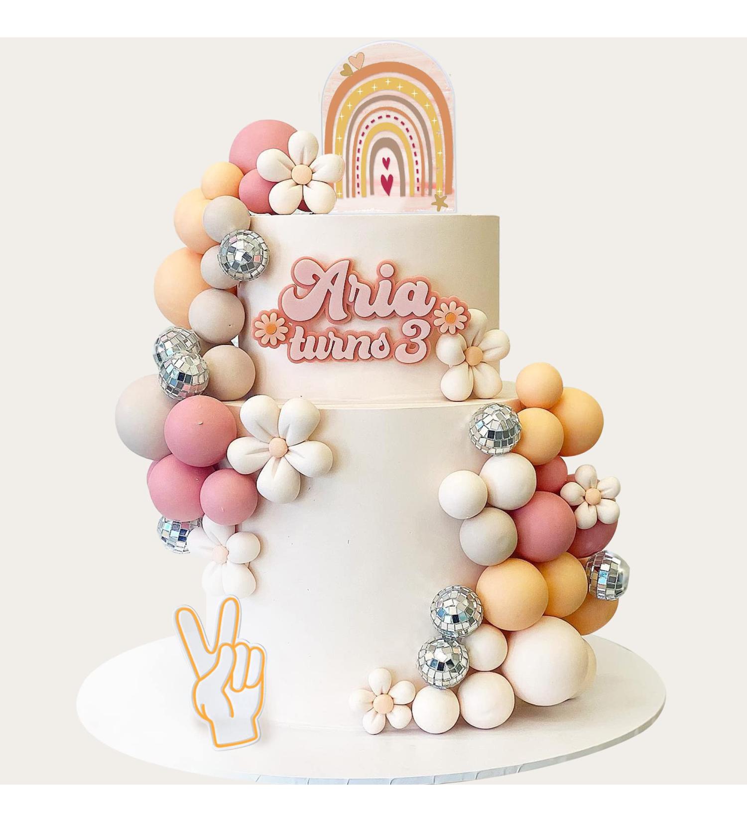 40 PCS Boho Cake Topper Groovy Cake Topper Mini Balls Acrylic Cake Topper Retro Hippie Daisy Flower Cake Topper For Cake Decorating Bohemian Groovy Wedding Party Supplies (40 Pcs) - Buy Online on GoSupps.com