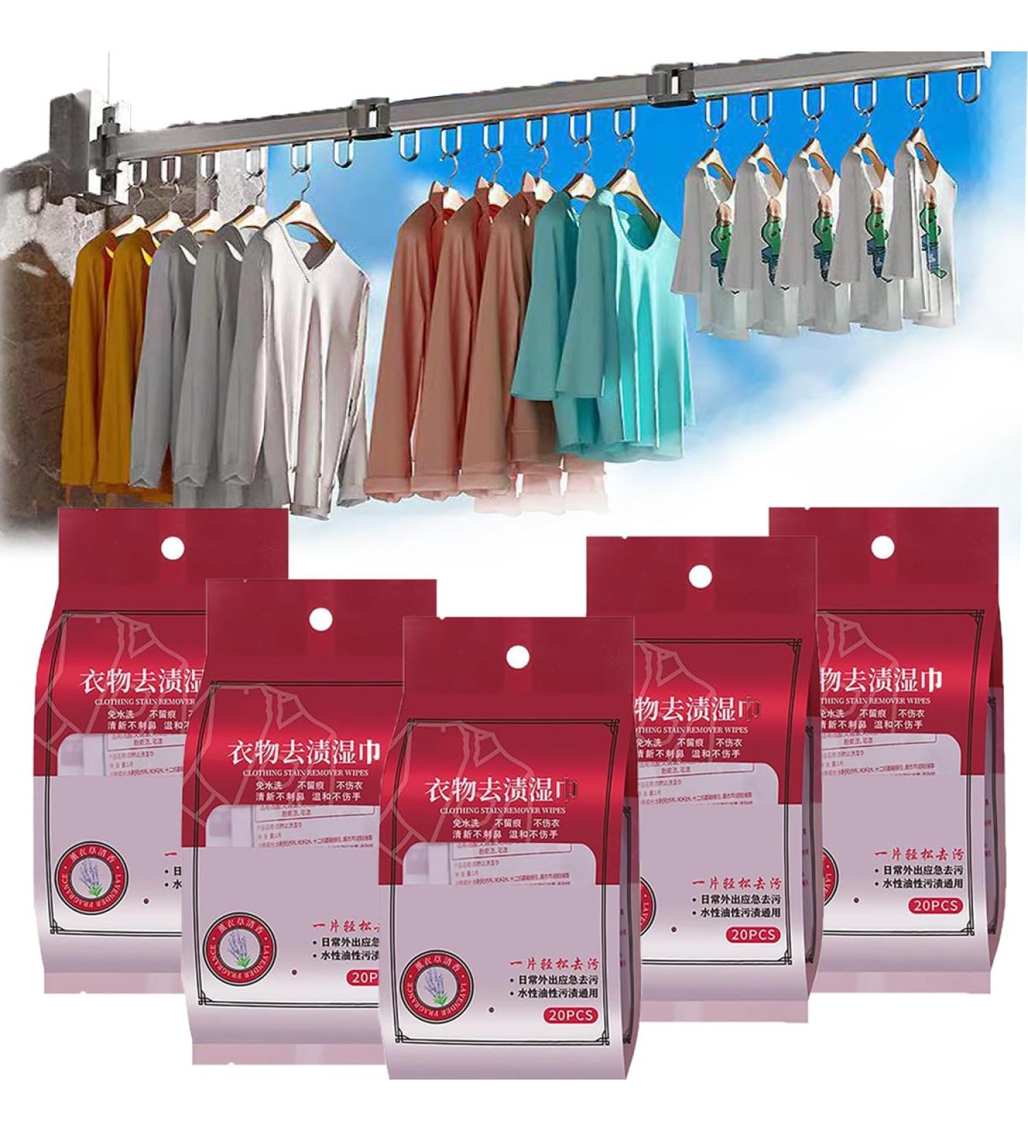 Plebolo Stain Removal Wet Wipes Clothes Stain Removal Wipes Individual Wrapped Cleaning Wipes Emergency Stain Rescue Stain Remover Wipes (5Bags) - Buy Online on GoSupps.com