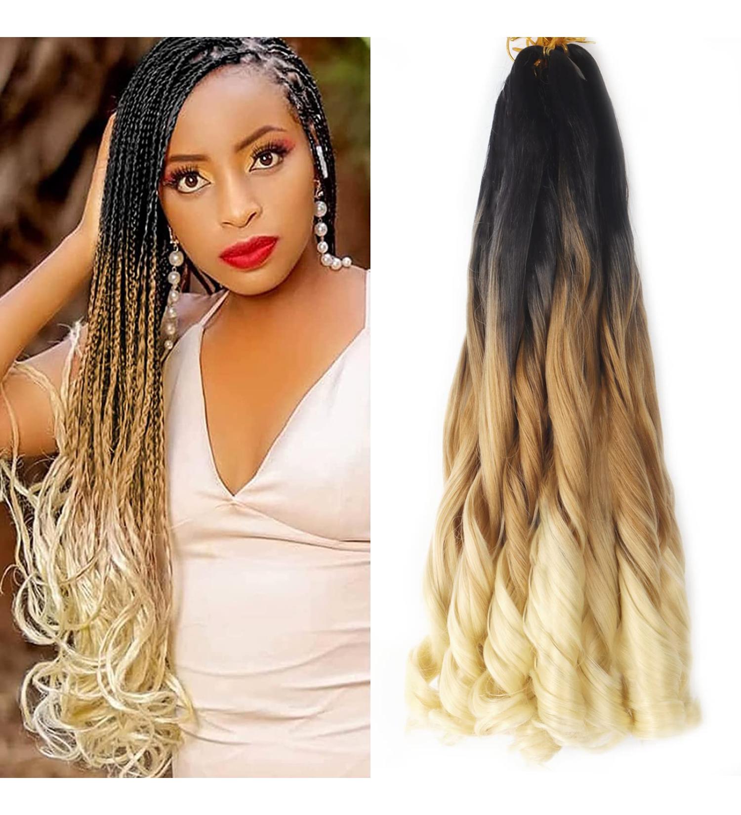 Ainimiu French Curly Braiding Hair 22 Inch 8 Packs - Pre Stretched Bouncy Braiding Hair- Loose Wavy Braiding Hair Synthetic Hair Extensions for Black Women 22 Inch(pack of 8) 1B/27/613 - Buy Online on GoSupps.com