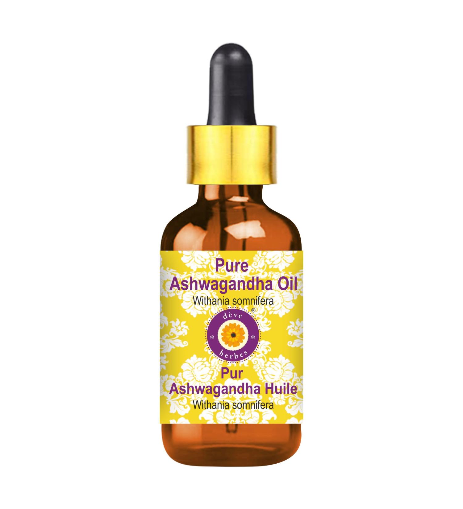 Deve Herbes Pure Ashwagandha Oil (Withania somnifera) with Glass Dropper 50ml (1.69 oz) - Buy Online on GoSupps.com
