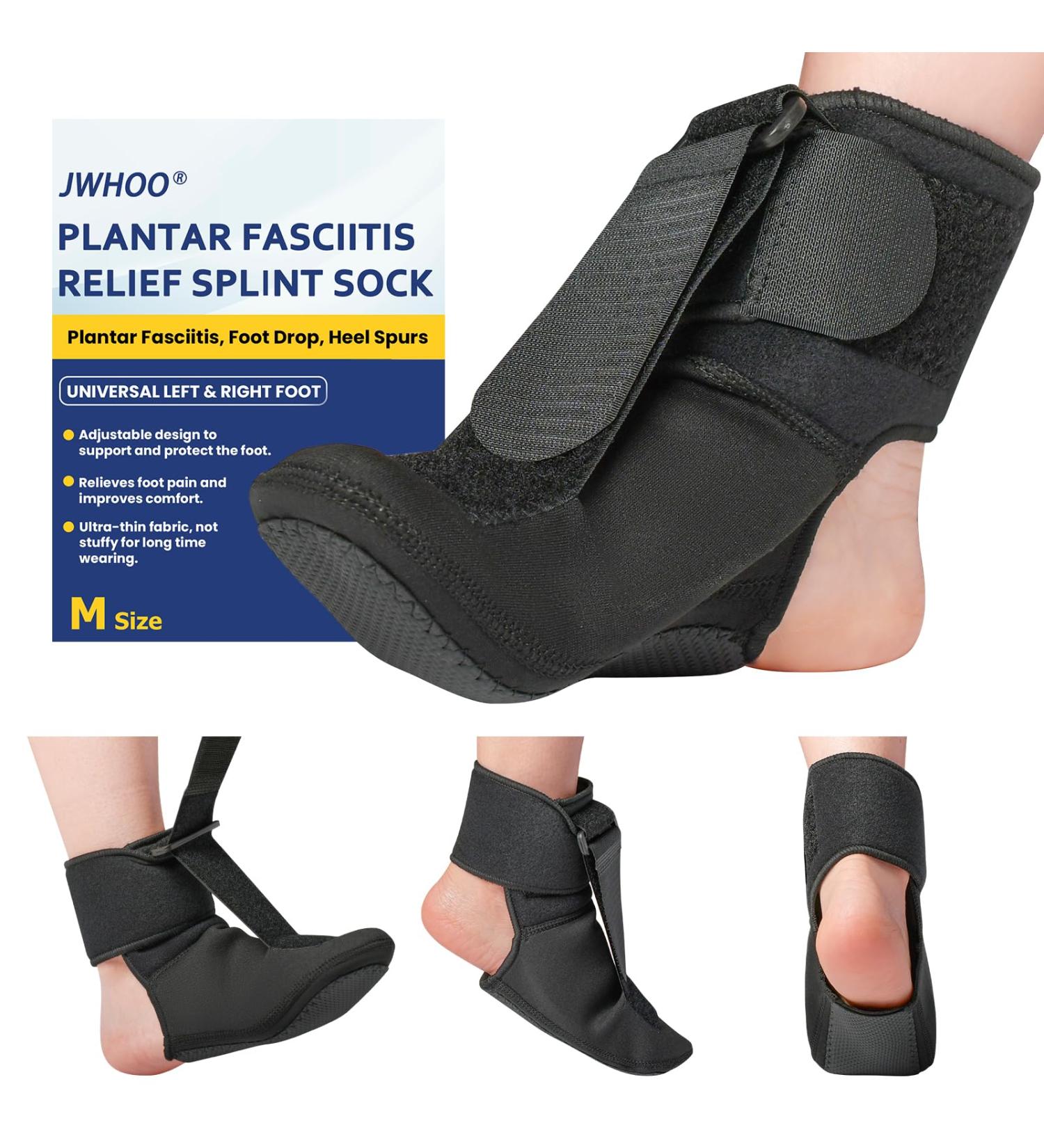 Plantar Fasciitis Brace Sock - Lightweight Night Splint for Foot Drop Ankle Support & Pain Relief - Adjustable Medium Size - Buy Online on GoSupps.com
