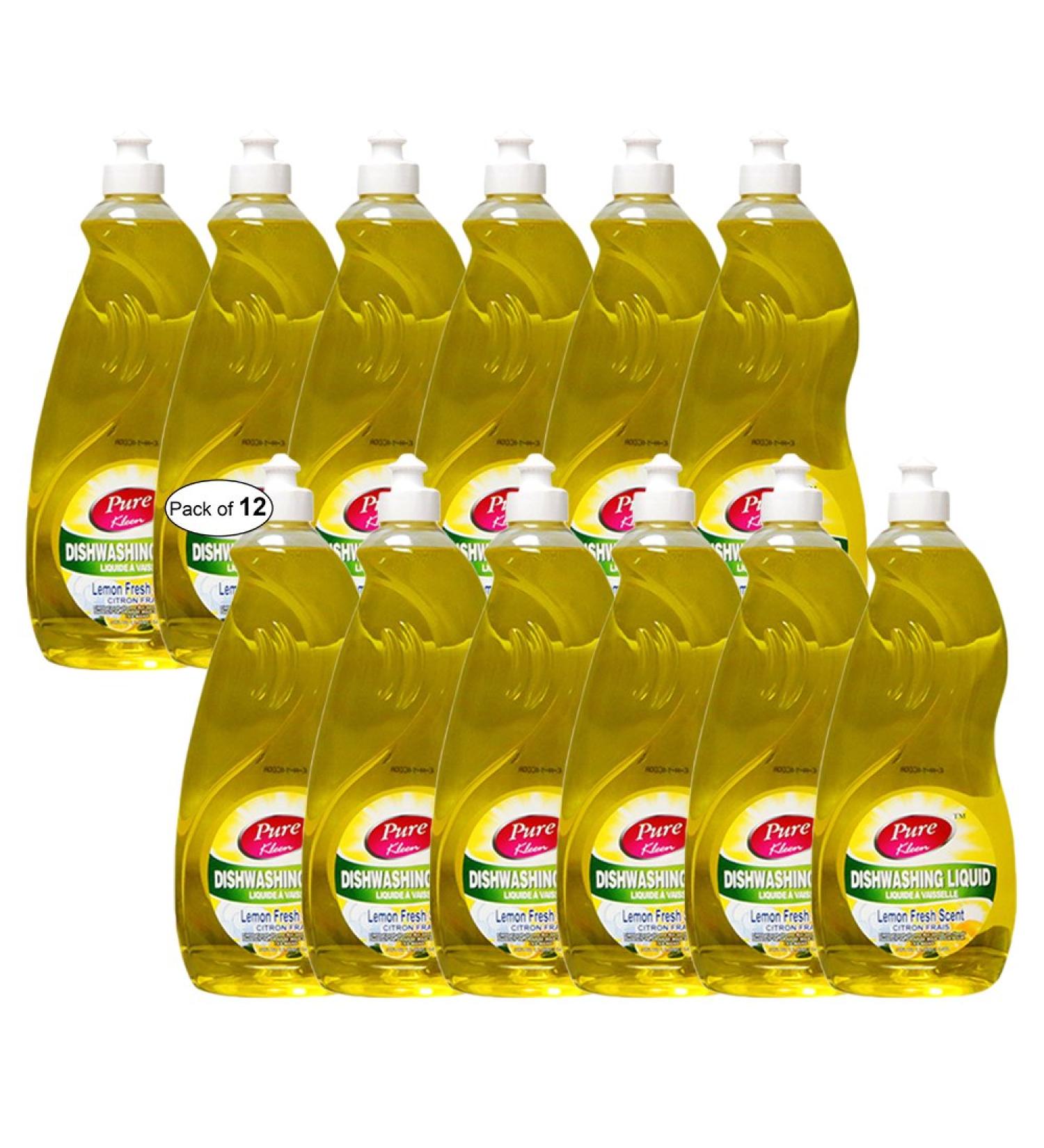 Pure Dishwashing Liquid Lemon Fresh Scent(1L) (Pack of 12)