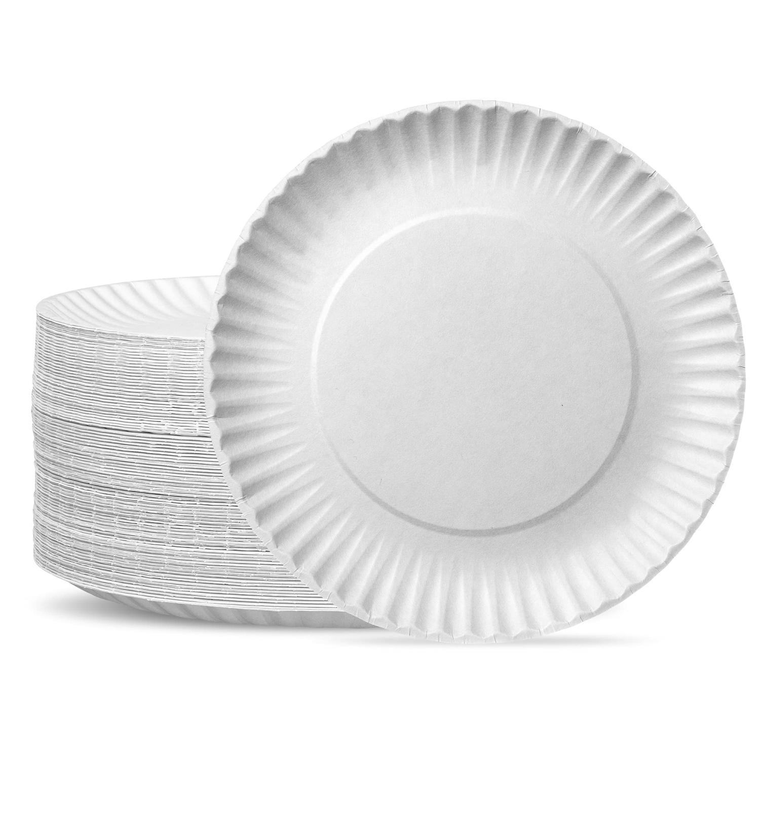 300 Pack 9 Inch Disposable White Paper Plates - Uncoated, Large 300 Count - Buy Online on GoSupps.com