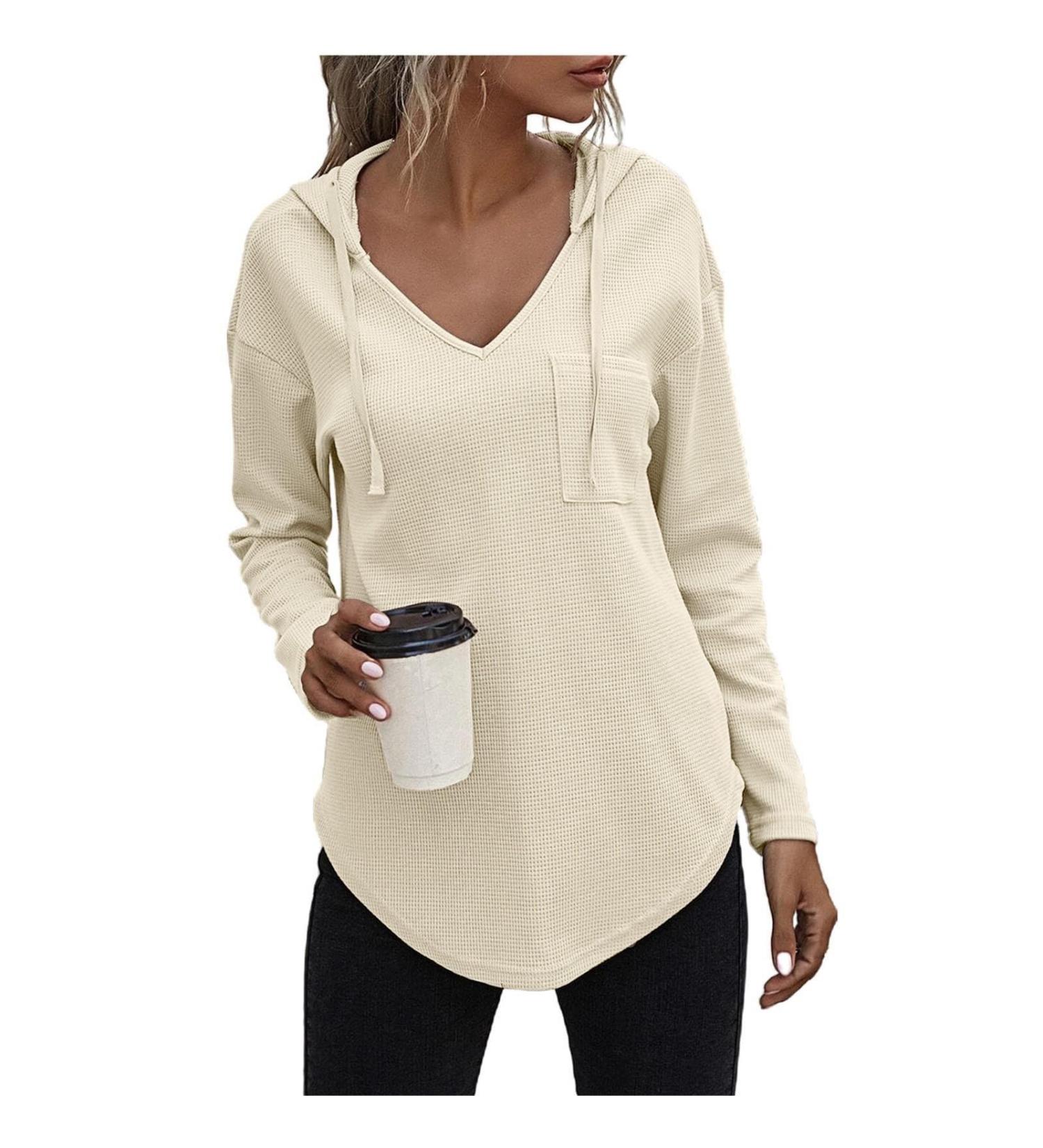 Odjoy Women's Christmas Sweater - Long-Sleeved Festive Graphic Tee | Casual Beige Blouse Tunic for Winter - Buy Online on GoSupps.com
