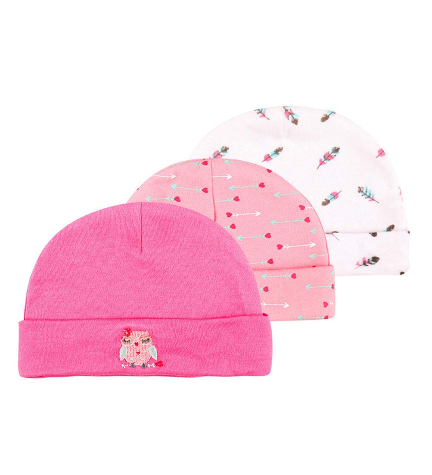 Newborn Baby Hat - 100% Cotton Pink Owl Cap for Boys & Girls 0-6 Months - Buy Online on GoSupps.com