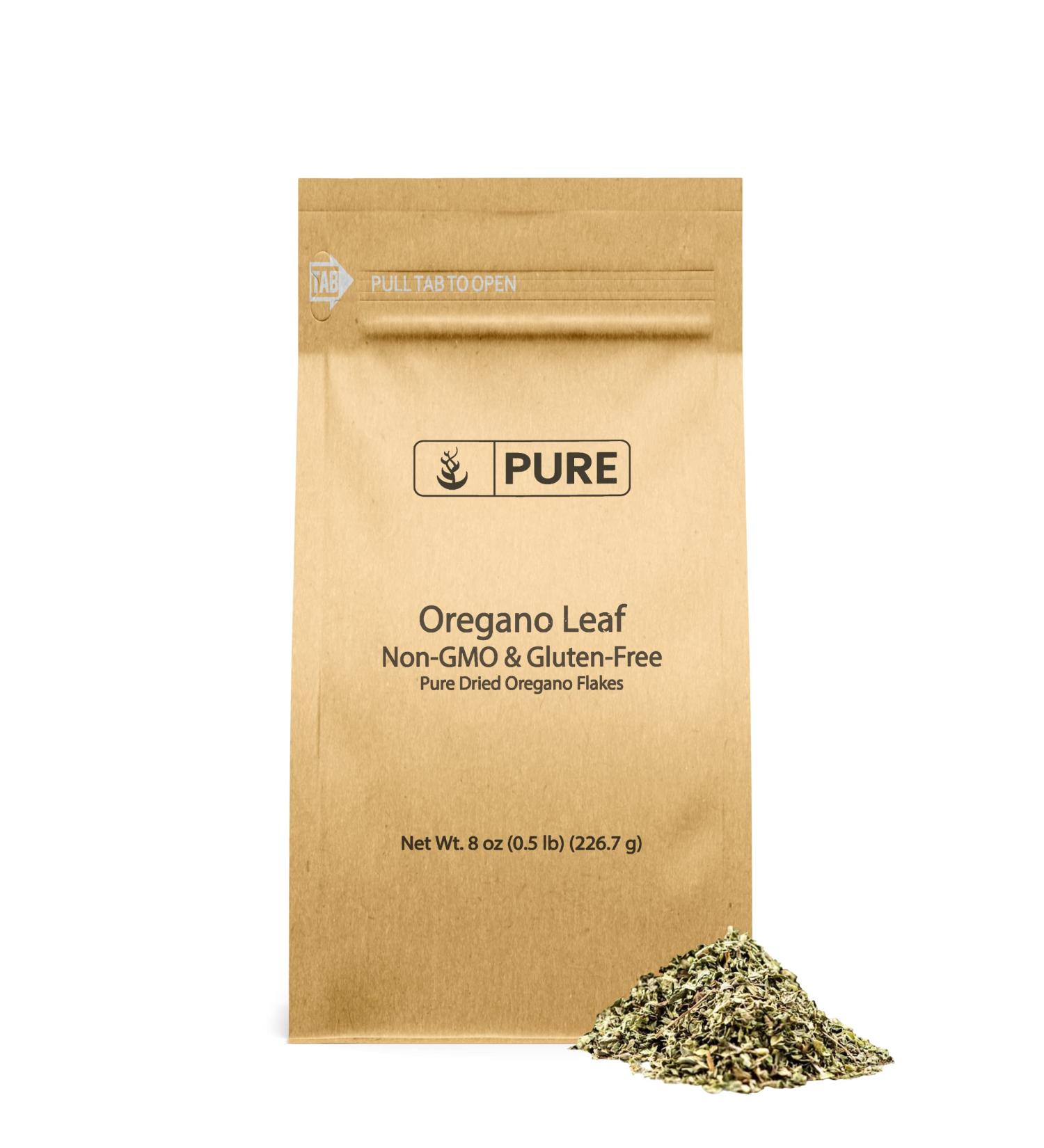 Dried Oregano Leaf Flakes (8 oz) - Pure & Natural, Gluten-Free, Eco-Friendly Packaging - Buy Online on GoSupps.com