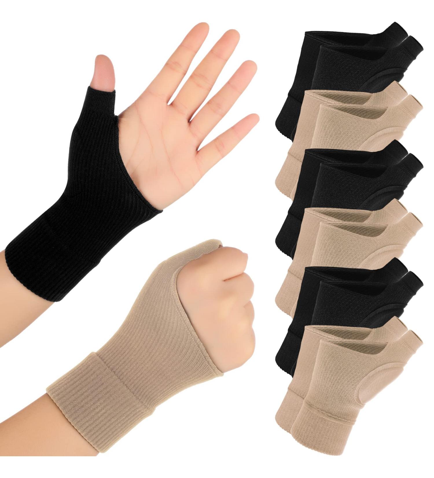SATINIOR 6 Pairs Thumb Arthritis Compression Gloves - Breathable Wrist Support Brace - Fingerless Glove with Gel Hand Pads - Large Size - Black and Beige - Men Women Carpal Tunnel Joint Pain Relief - Buy Online on GoSupps.com