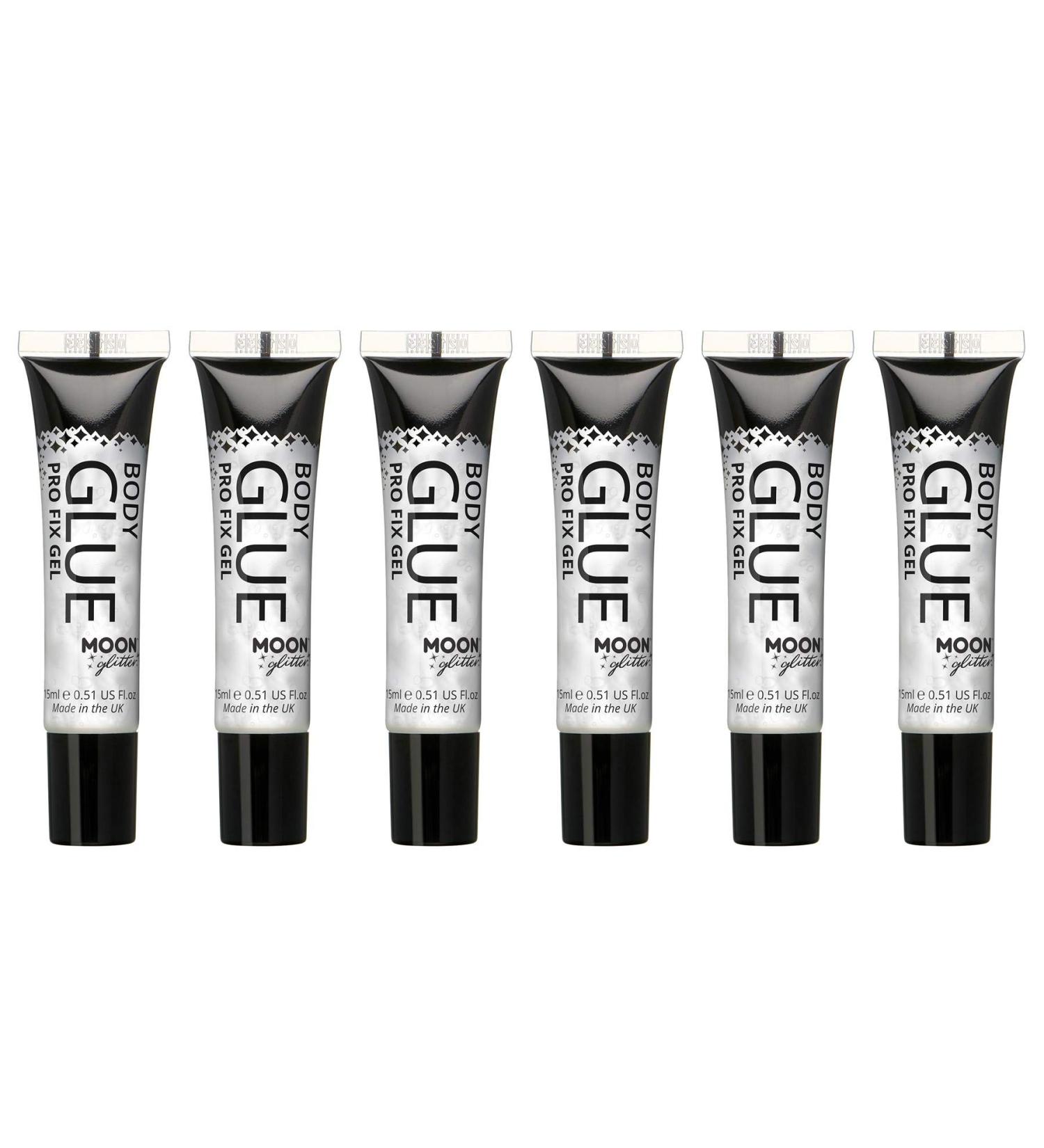Pro Glitter Fix Gel Set by Moon Glow - Adhesive Primer for Face & Body - Fine, Chunky, Holographic, Iridescent & Bio Glitters - 6 Pack - Buy Online on GoSupps.com