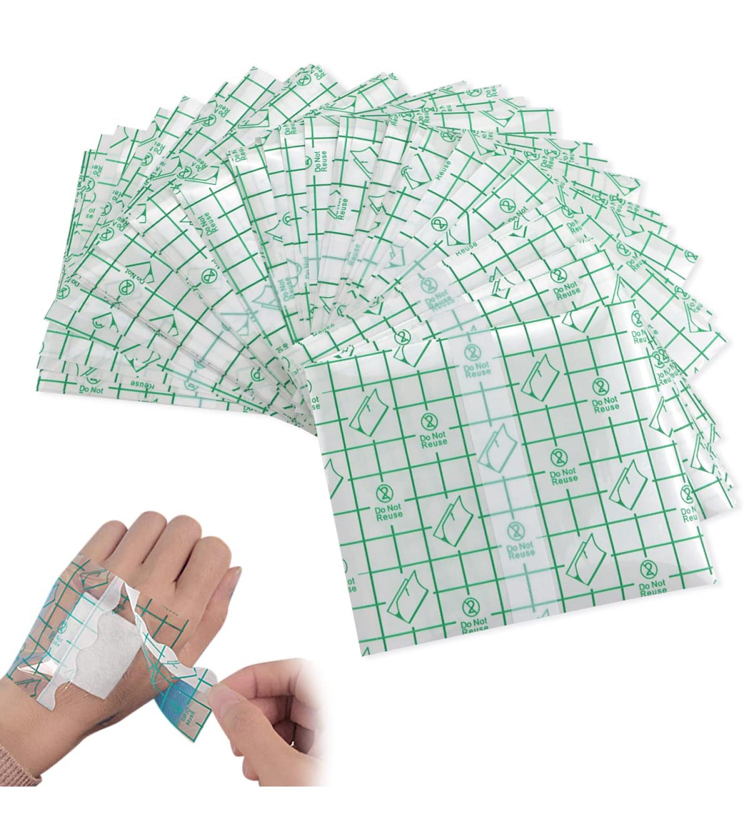 50 Pack Waterproof Transparent Bandages | 10x12 cm Antibacterial Fixing Plaster | Skin Healing Protective Film - Buy Online on GoSupps.com