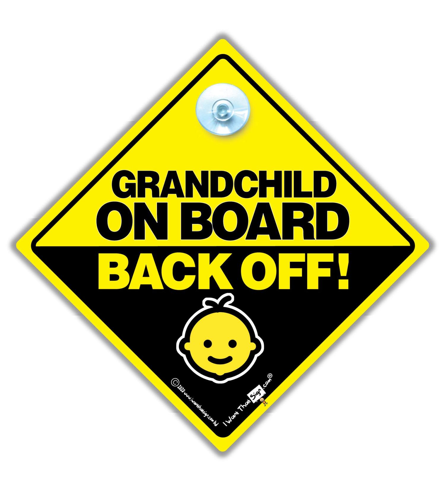Grandchild On Board Back Off Car Sign Suction Cup Car Window Sign Baby On Board Sign