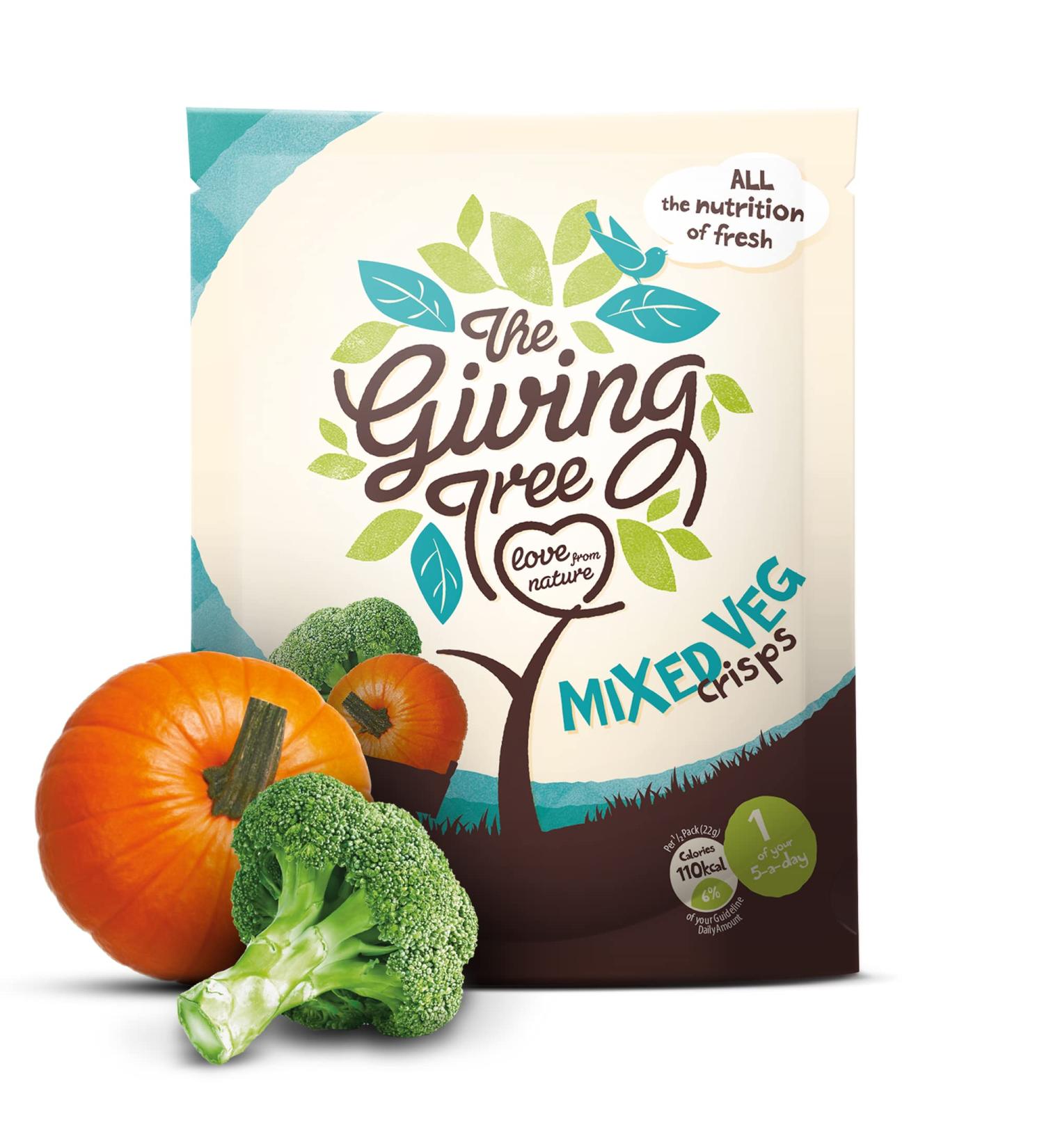 Giving Tree The Giving Tree Pack of 6 Nutritional Fried Vegetable Crisps with Broccoli and Pumpkin Vegan Gluten Free 22g - Buy Online on GoSupps.com