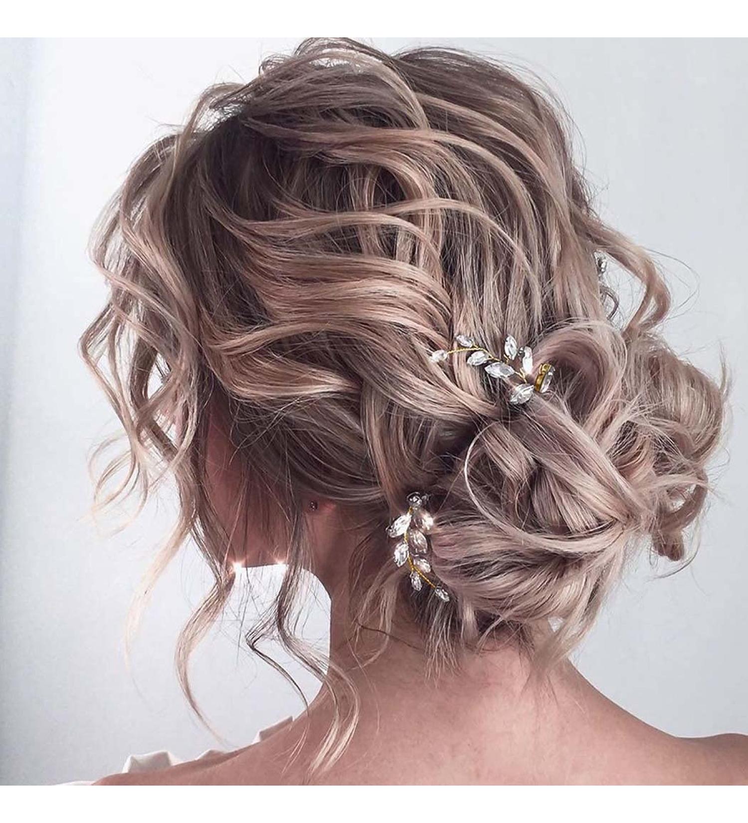 Zoestar Rhinestone Crystal Bridal Hair Pins - Gold Wedding Hair Accessories for Women & Girls (2 Pack) - Buy Online on GoSupps.com