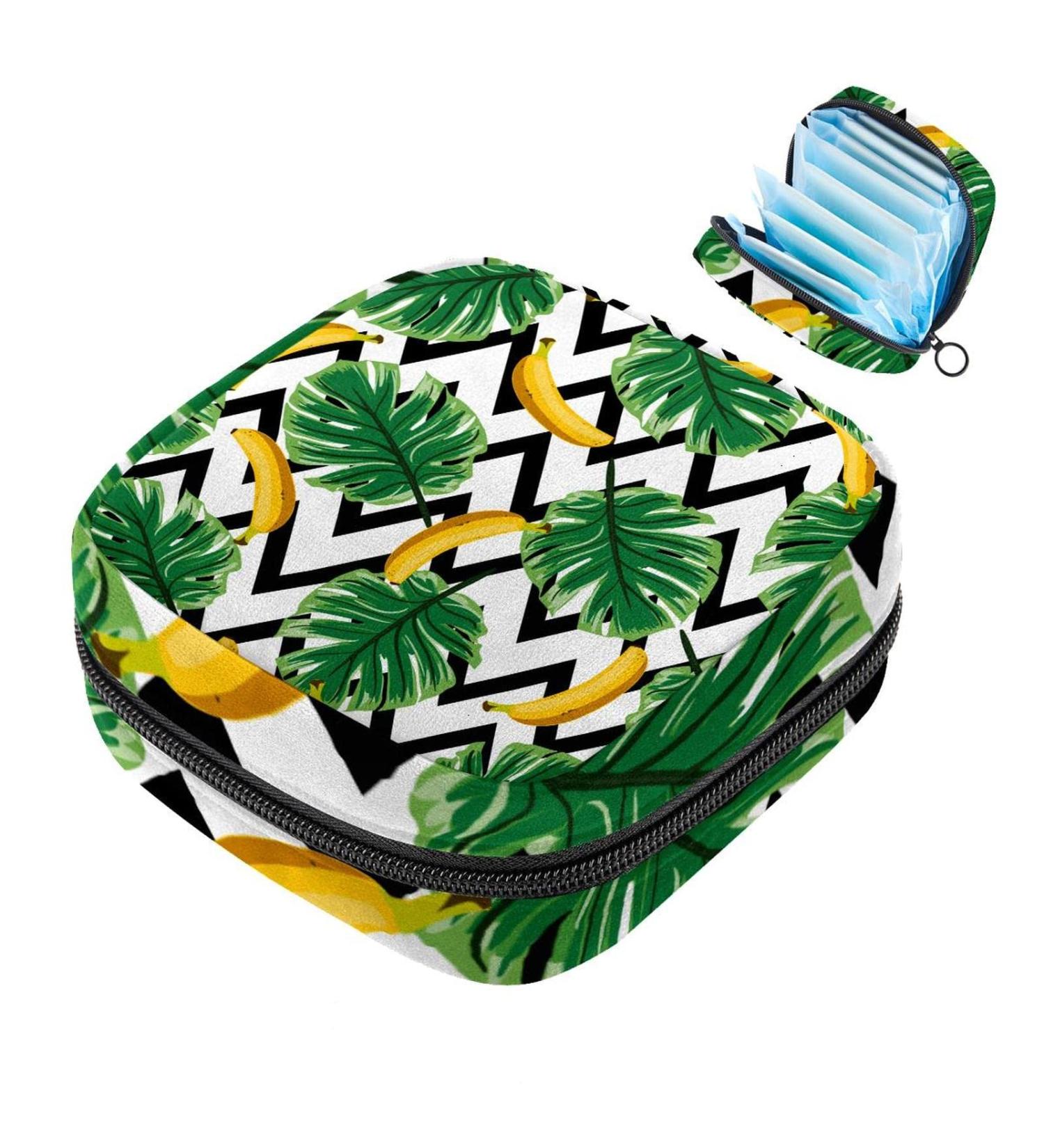 Menstrual Pad Bag with Zipper | Tropical Stripes Ladies Napkin Pouch & Tampons Collection Bag for Women & Girls | International Shipping Available - Buy Online on GoSupps.com