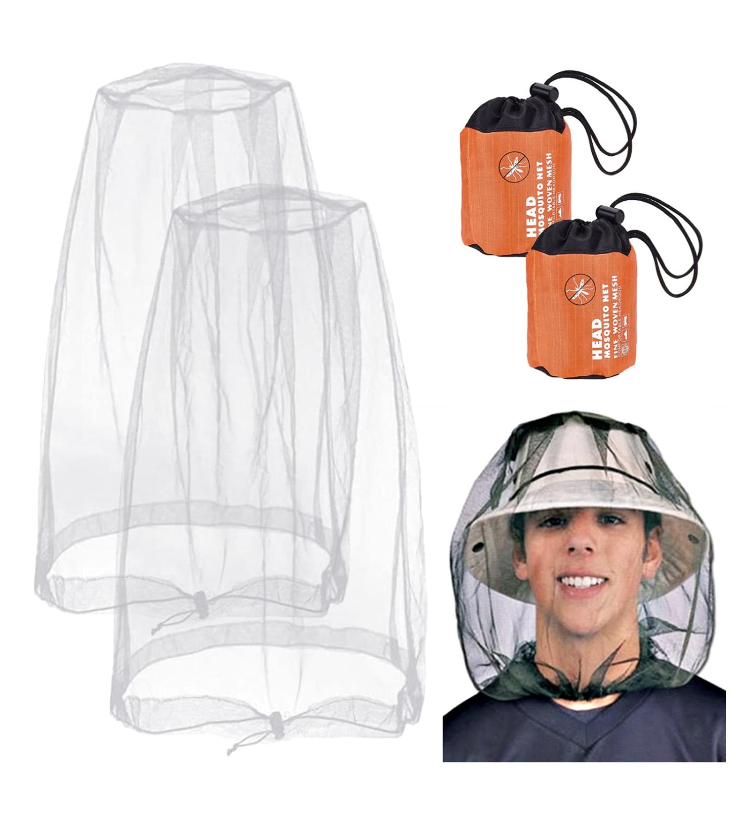 Grantop 2-Piece Mosquito Head Net - Nylon Bug Net for Hiking, Camping, Fishing - Grey - Buy Online on GoSupps.com