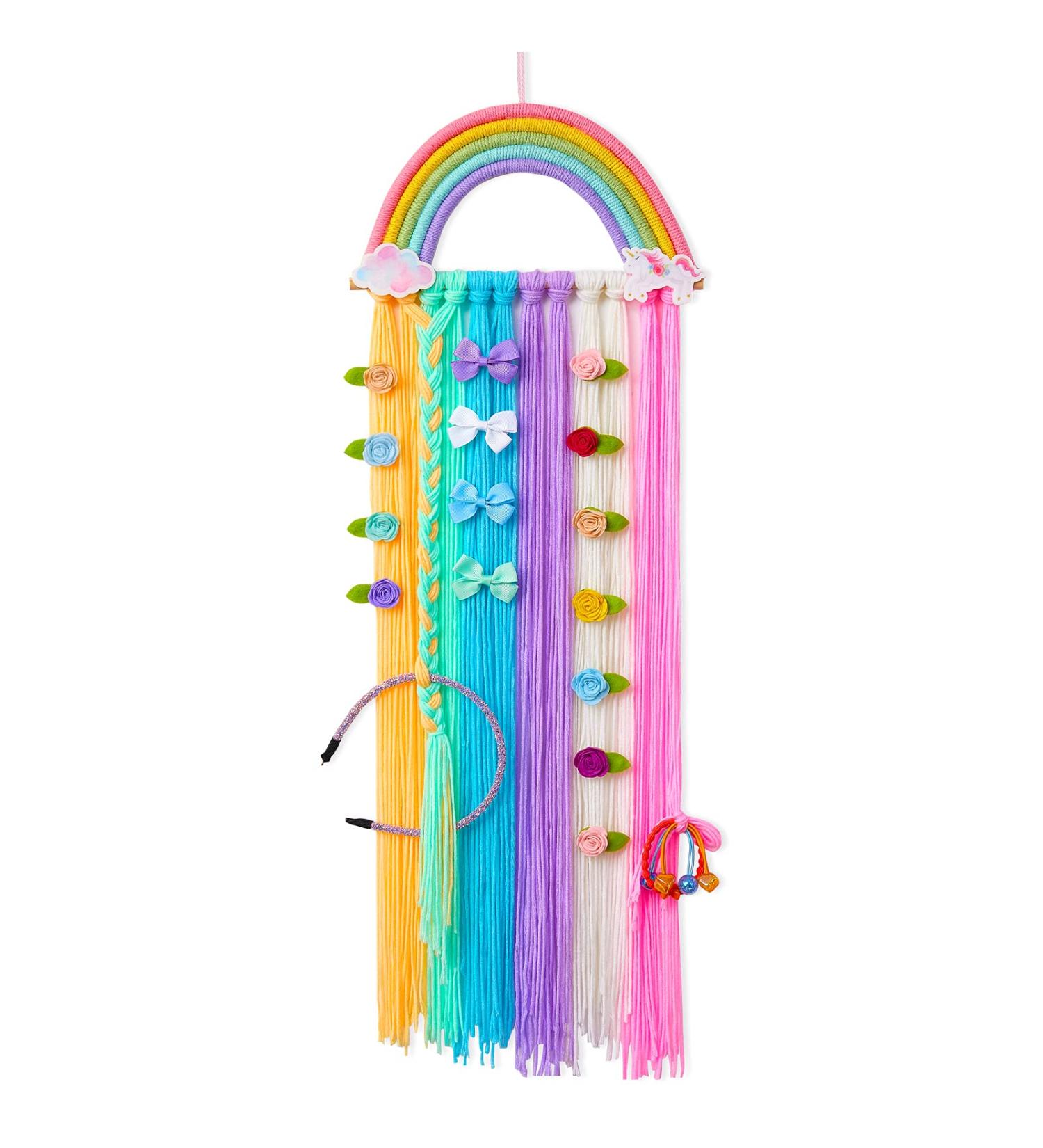 FIOBEE Rainbow Hair Bows Holder & Unicorn Clips Organizer - Wall Hanging Baby Girls Room D cor - Buy Online on GoSupps.com