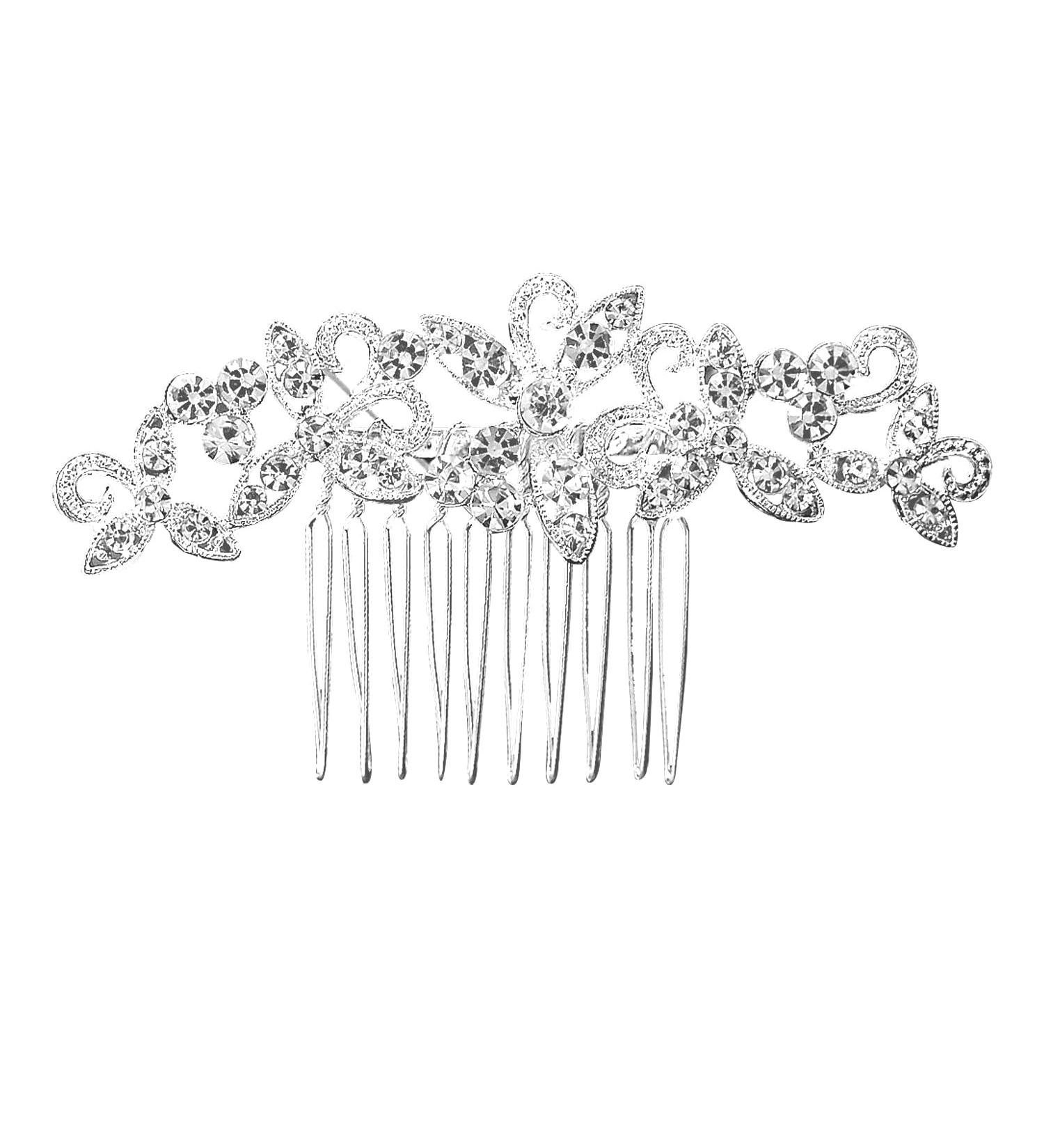 Rumyve Crystal Wedding Hair Comb Flower Silver Bridal Headdress Pearl Crystal Bridal Hair Piece Bridal Hair Accessories Stylish Vintage Elegant Ladies Hair Accessories - Buy Online on GoSupps.com