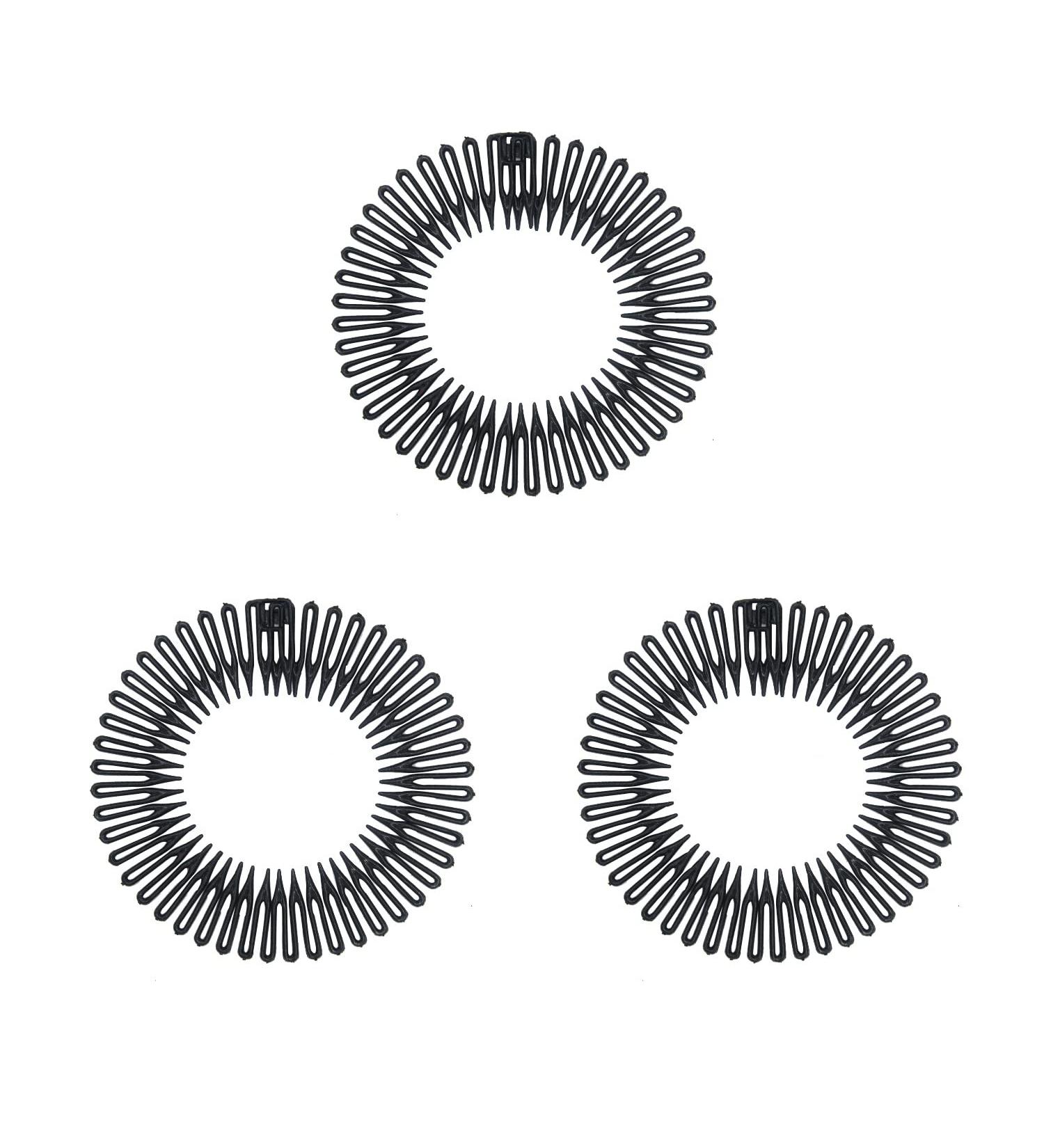 Pinksee 3pcs Stretch Flexible Hair Combs Headband for Women - Black - Buy Online on GoSupps.com