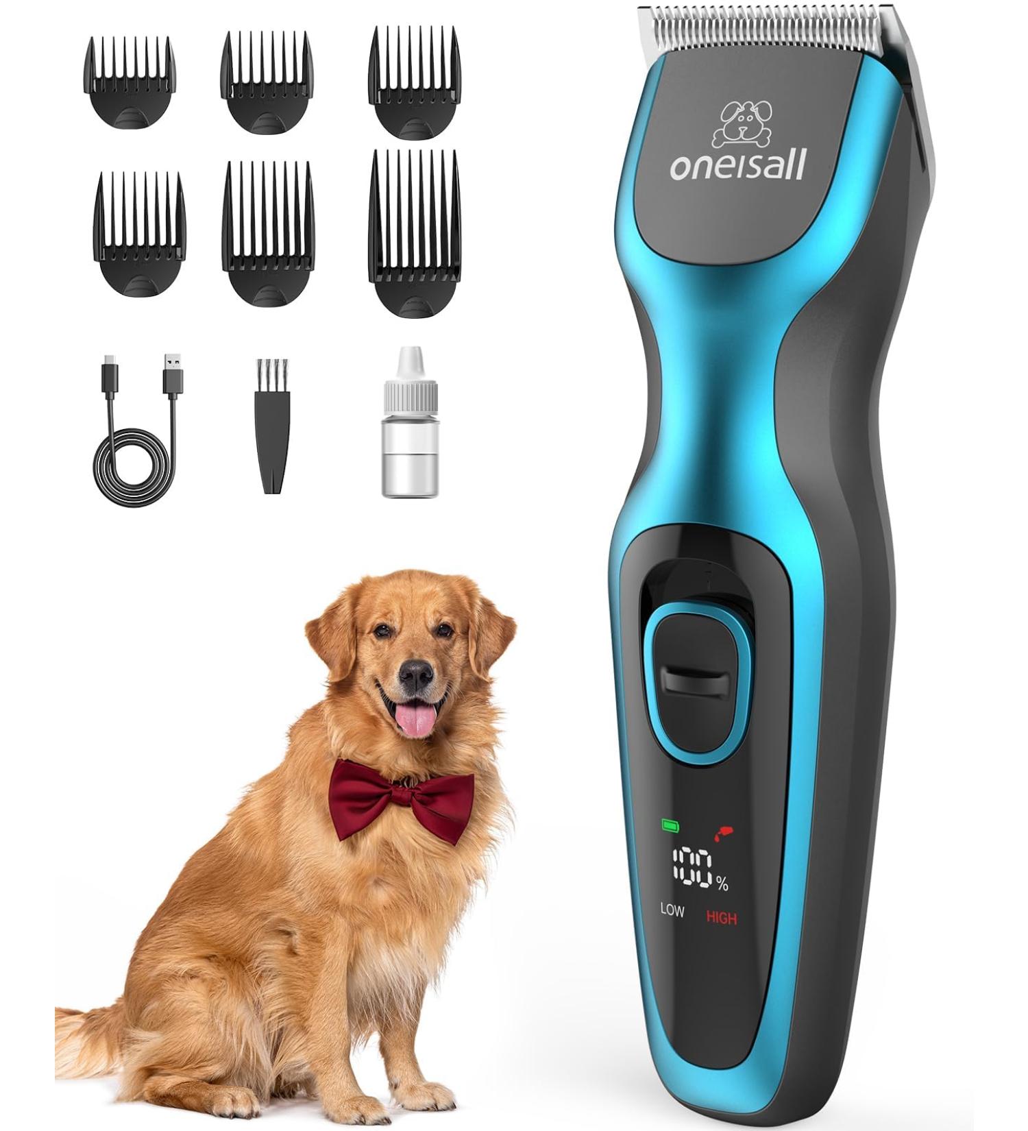 oneisall Professional Dog Clippers for Thick Hair - Heavy-Duty Cordless Grooming Clippers with Metal Blade for Cockapoo - Blue - Buy Online on GoSupps.com
