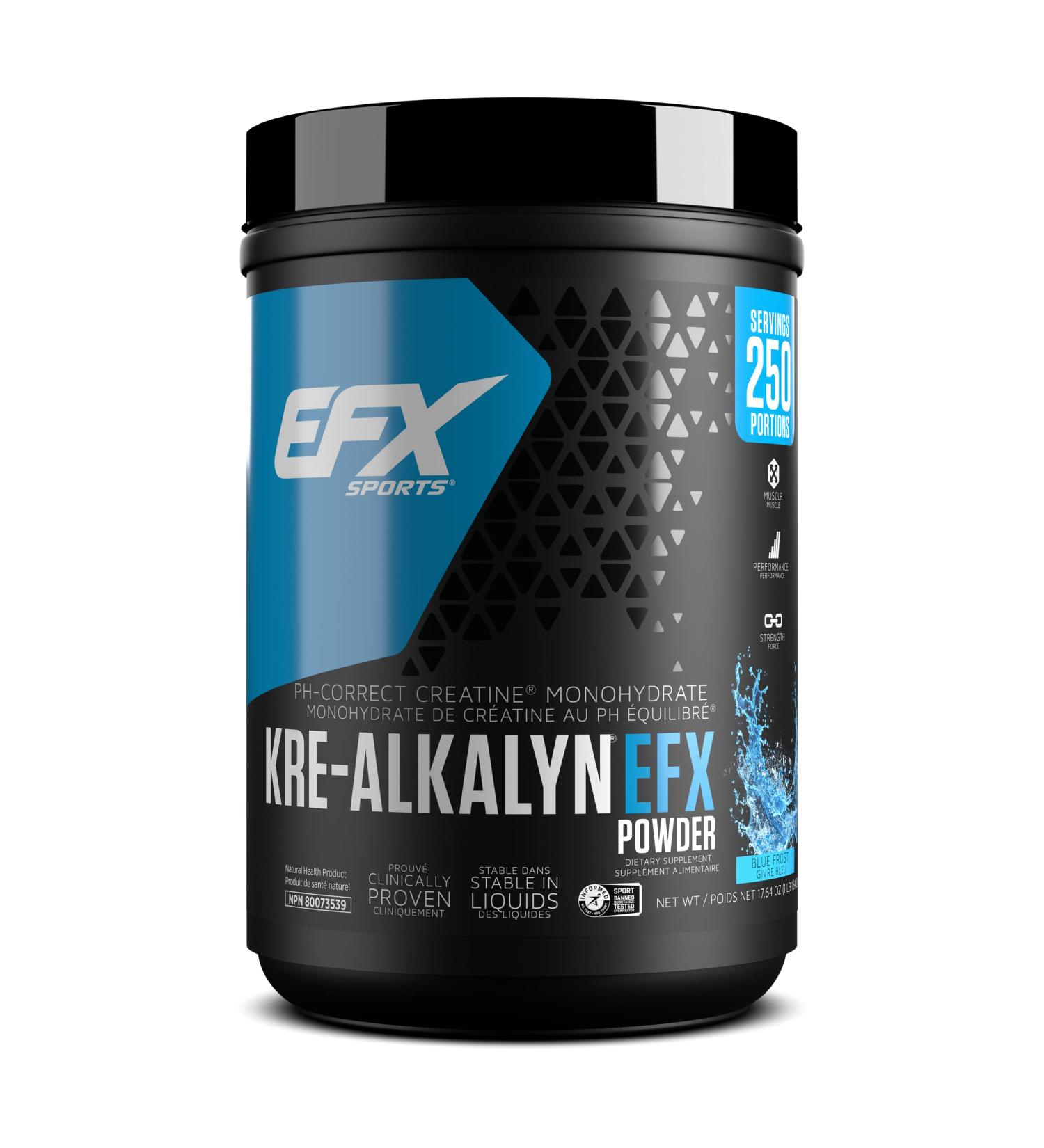 EFX Sports Kre-Alkalyn Powder 500g PH-Correct Creatine Monohydrate | Multi-Patented Formula Gain Strength Build Muscle & Enhance Performance Blue Frost 500 gram Blue Frost 500 g (Pack of 1)