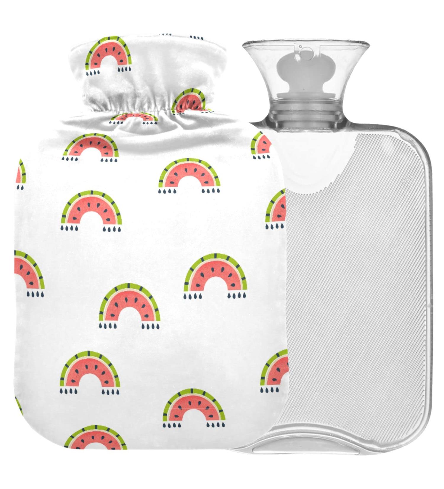 Naanle Watermelon Rainbow Hot Water Bottle - 1L with Cover for Pain Relief & Cold Therapy | Transparent Hand & Foot Warmer for Bed - Buy Online on GoSupps.com