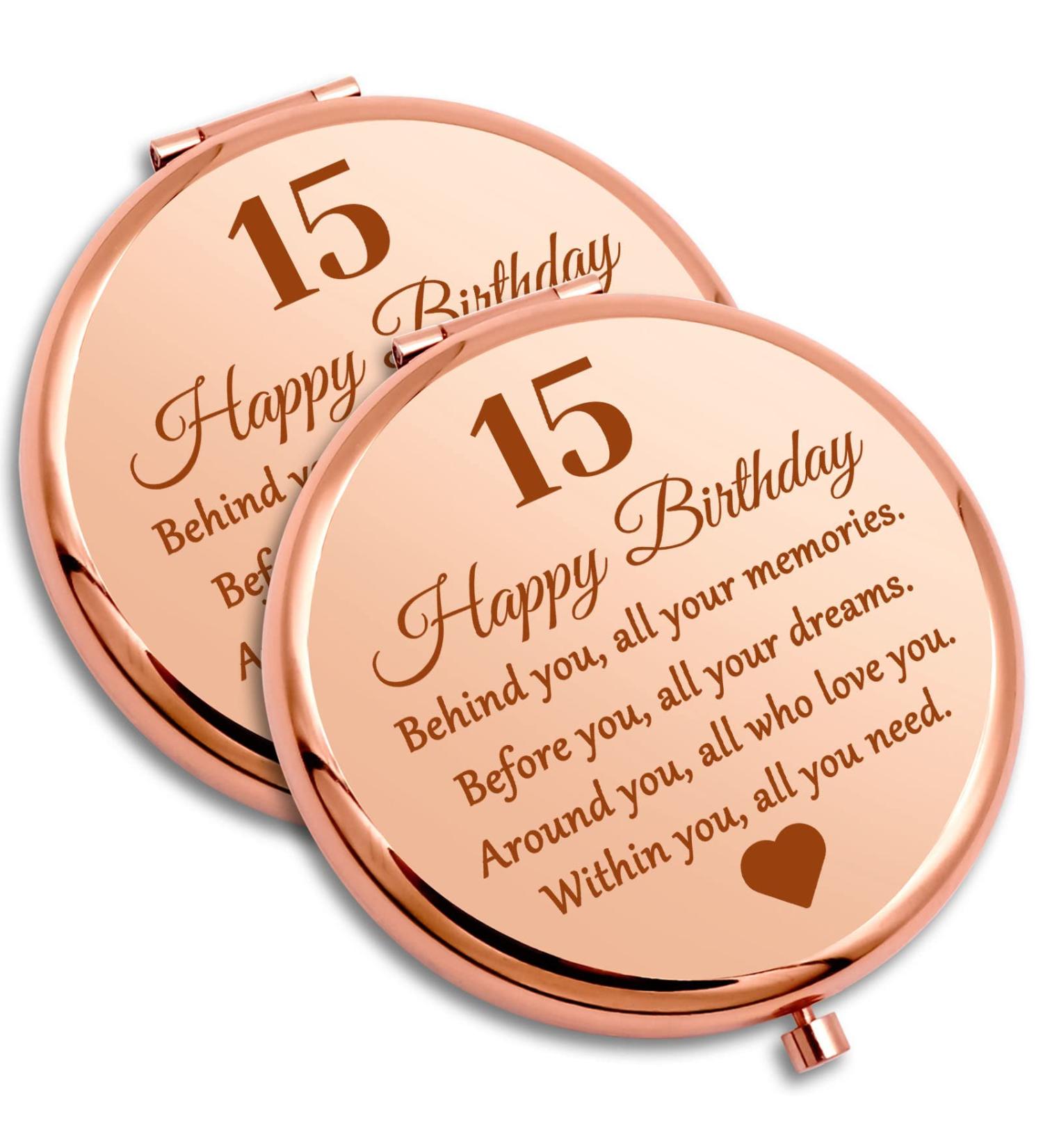 2 Pack Compact Mirror Set - 15th Birthday Gifts for Girls - Inspirational Makeup Mirror for Daughter, Sister, Niece, Cousin, BFF - Buy Online on GoSupps.com