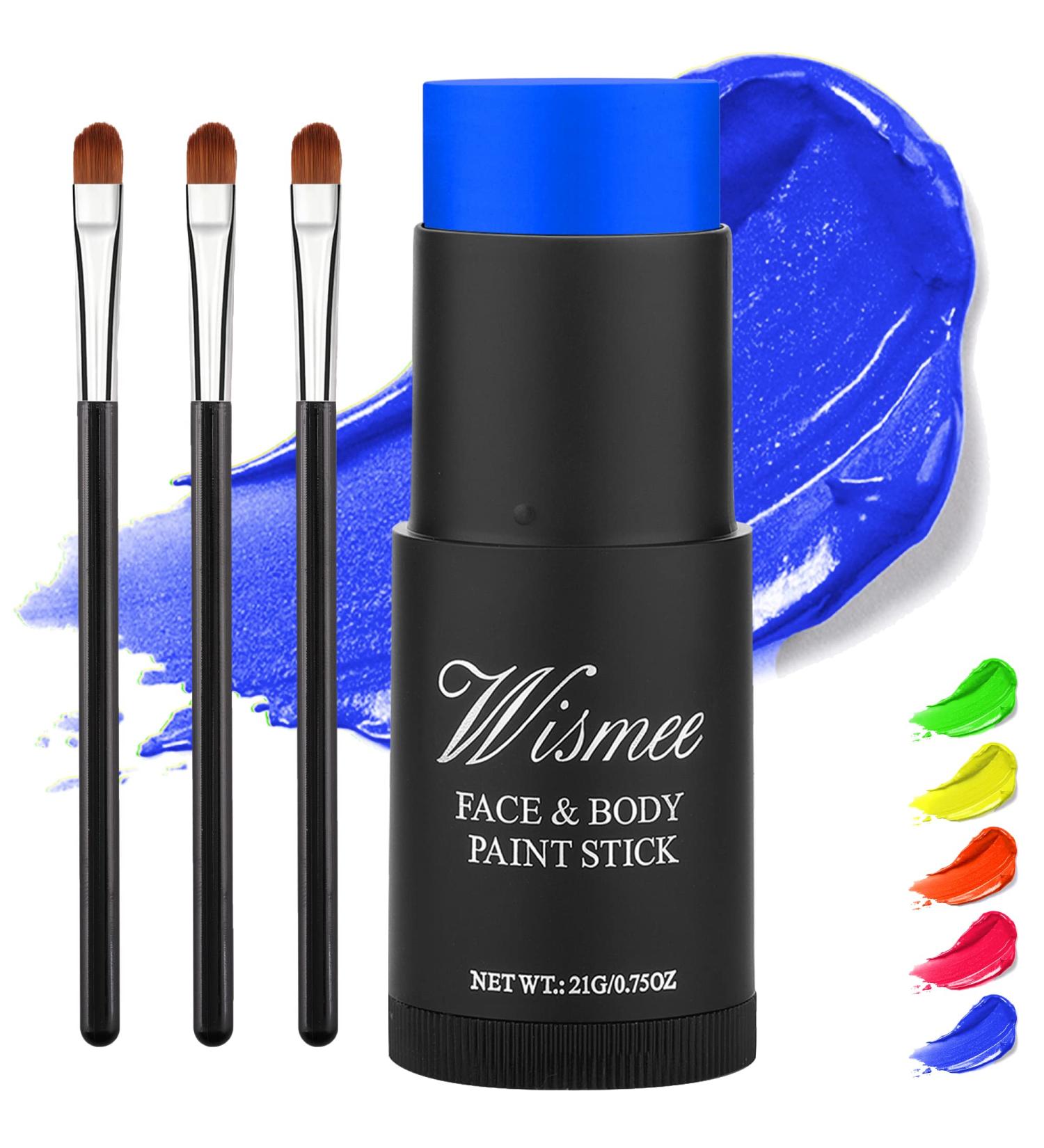 Wismee UV Neon Blue Face Paint Stick for Halloween Special Effect - Non-Toxic Oil Based Body Paint Stick - High Pigmented Makeup Crayons in Blue (UV) - Buy Online on GoSupps.com