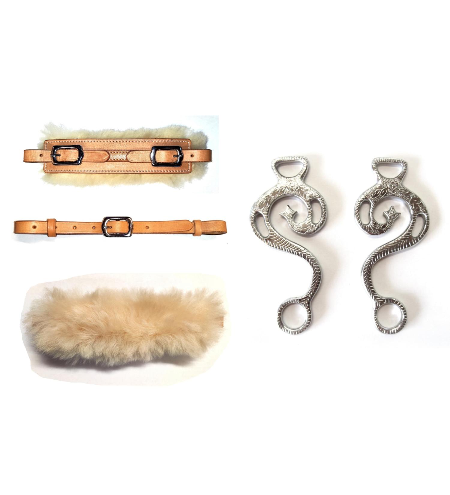 PS Horse Article Set Hackamore Baroque - Silver with Real Sheepskin & Natural Silver Fittings | Premium Equestrian Gear - Buy Online on GoSupps.com