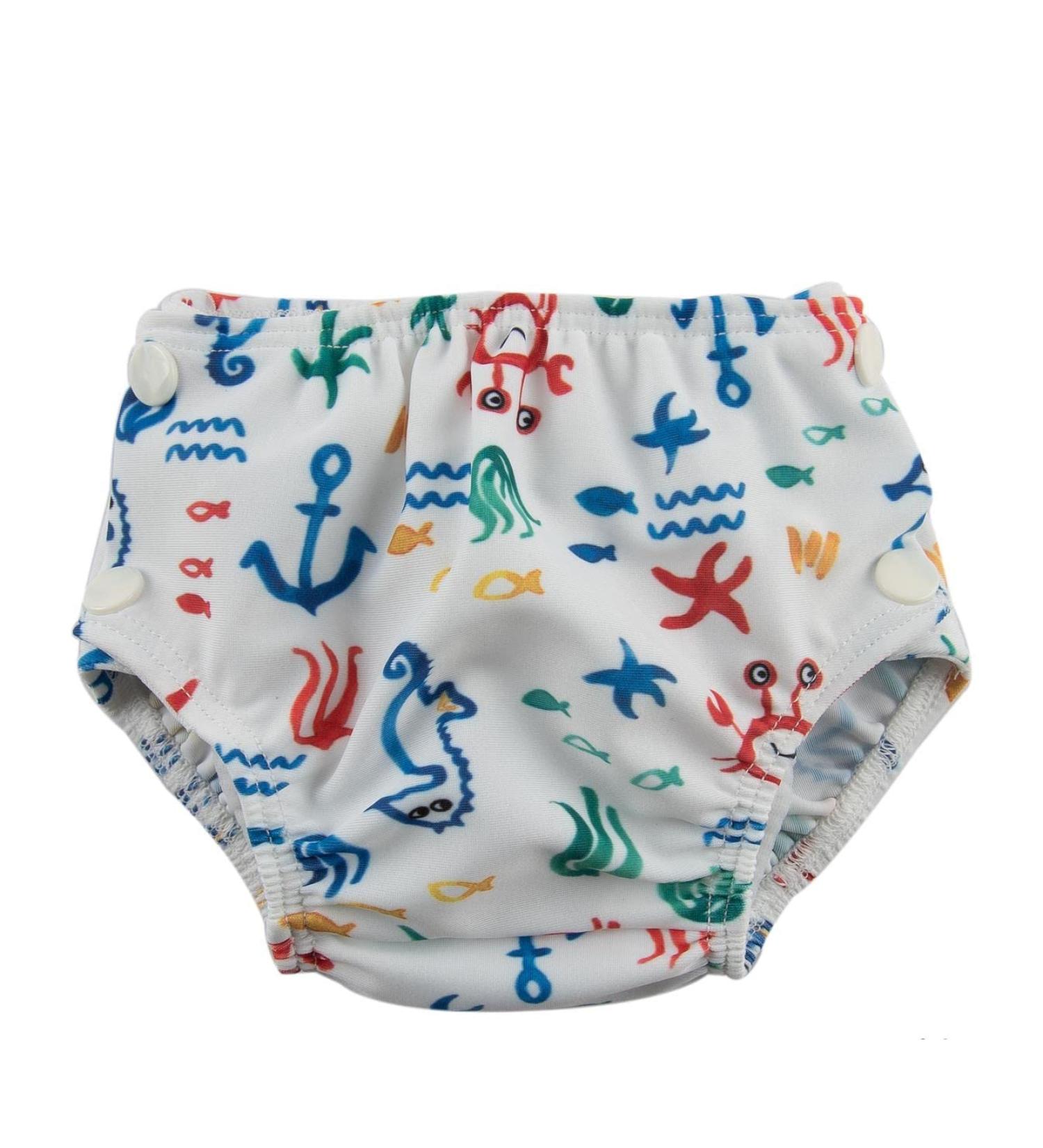 Popolini swim diaper Croco Blu ideal for bathing trips and baby swimming (L 8-15 kg) L 8 - 15 kg