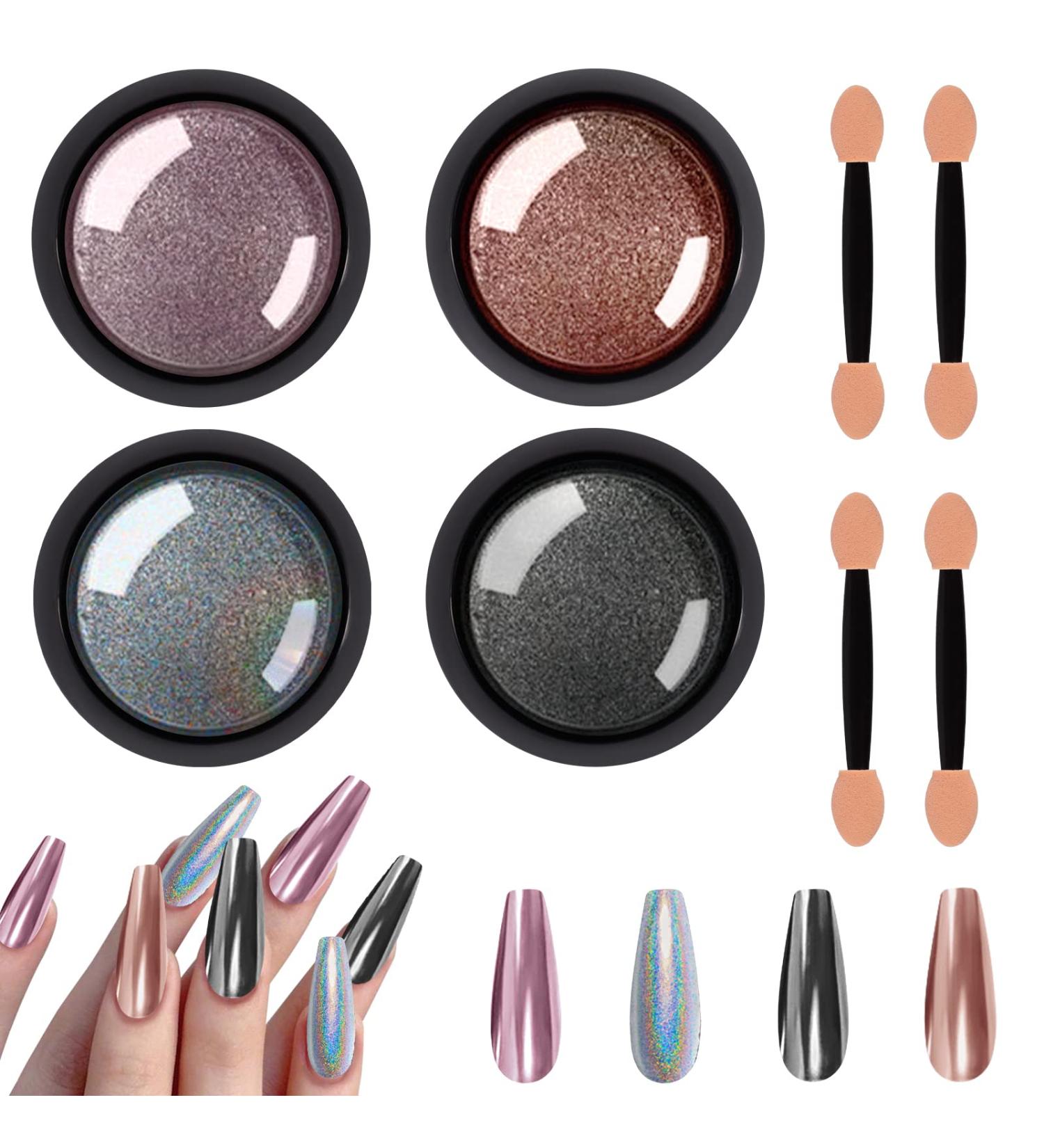 Allstarry Chrome Nail Powder Set - Metallic Mirror Effect & Glitter Dust for Stunning Nail Art | Silver-Gray Pigments for Gel Polish & Decoration - Buy Online on GoSupps.com