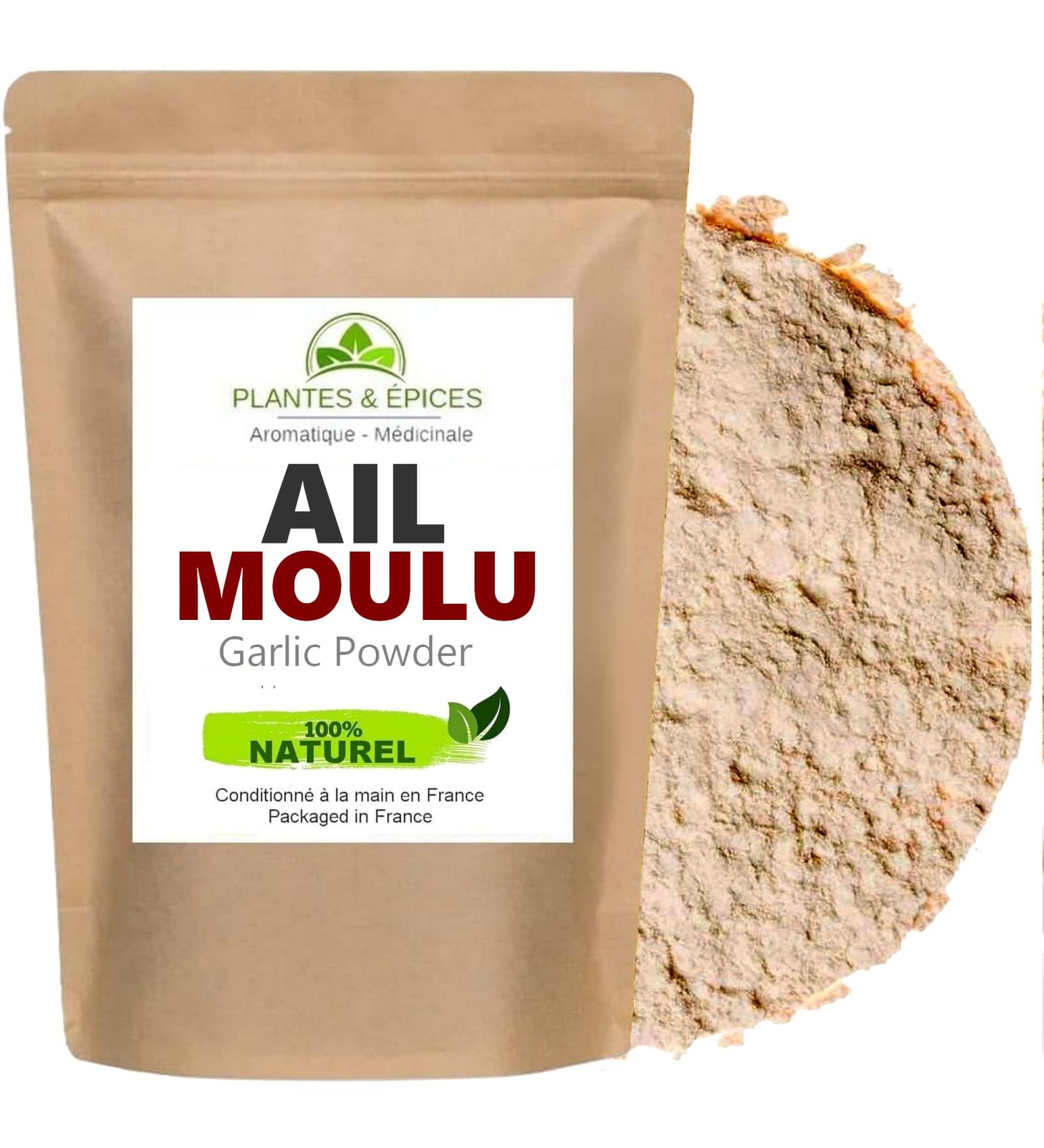 Ail Moulu Poudre sans additifs 100% Naturel - Sachet Fra cheur Herm tique Refermable (100g) 100 g (Lot de 1)