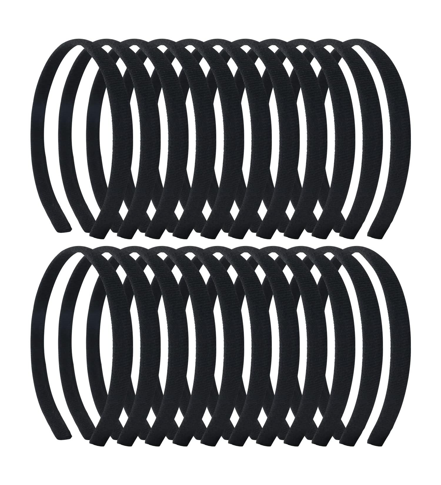 20 Pack Black Cloth Covered Thin Plastic Headbands for DIY Hair Accessories - Buy Online on GoSupps.com