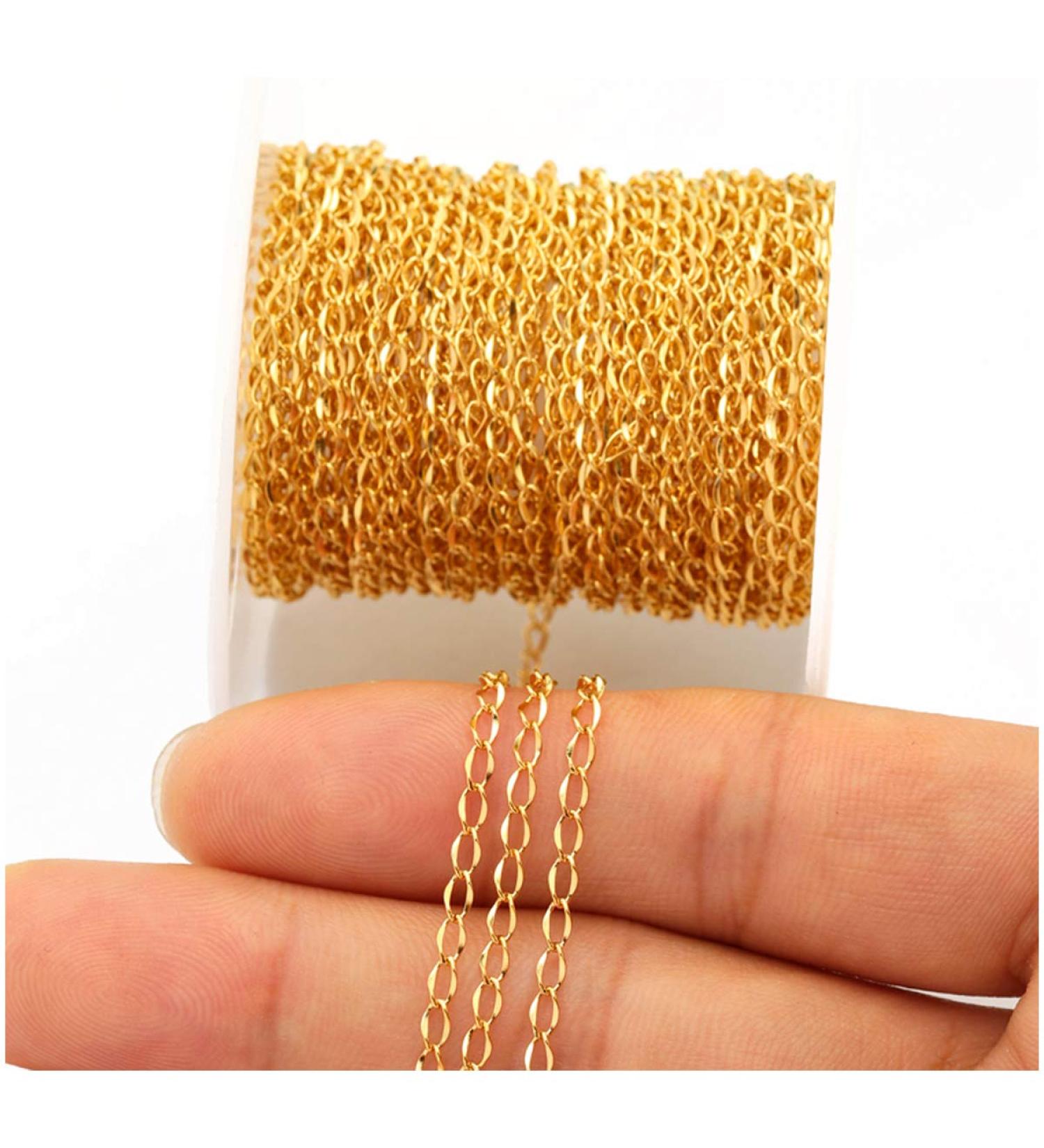 33FT Gold/Silver Twisted Cable Chains Stainless Steel Necklace Jewelry Chains Extender Link Bulk (2.0mm Width) - Ideal for Jewelry Making - Buy Online on GoSupps.com