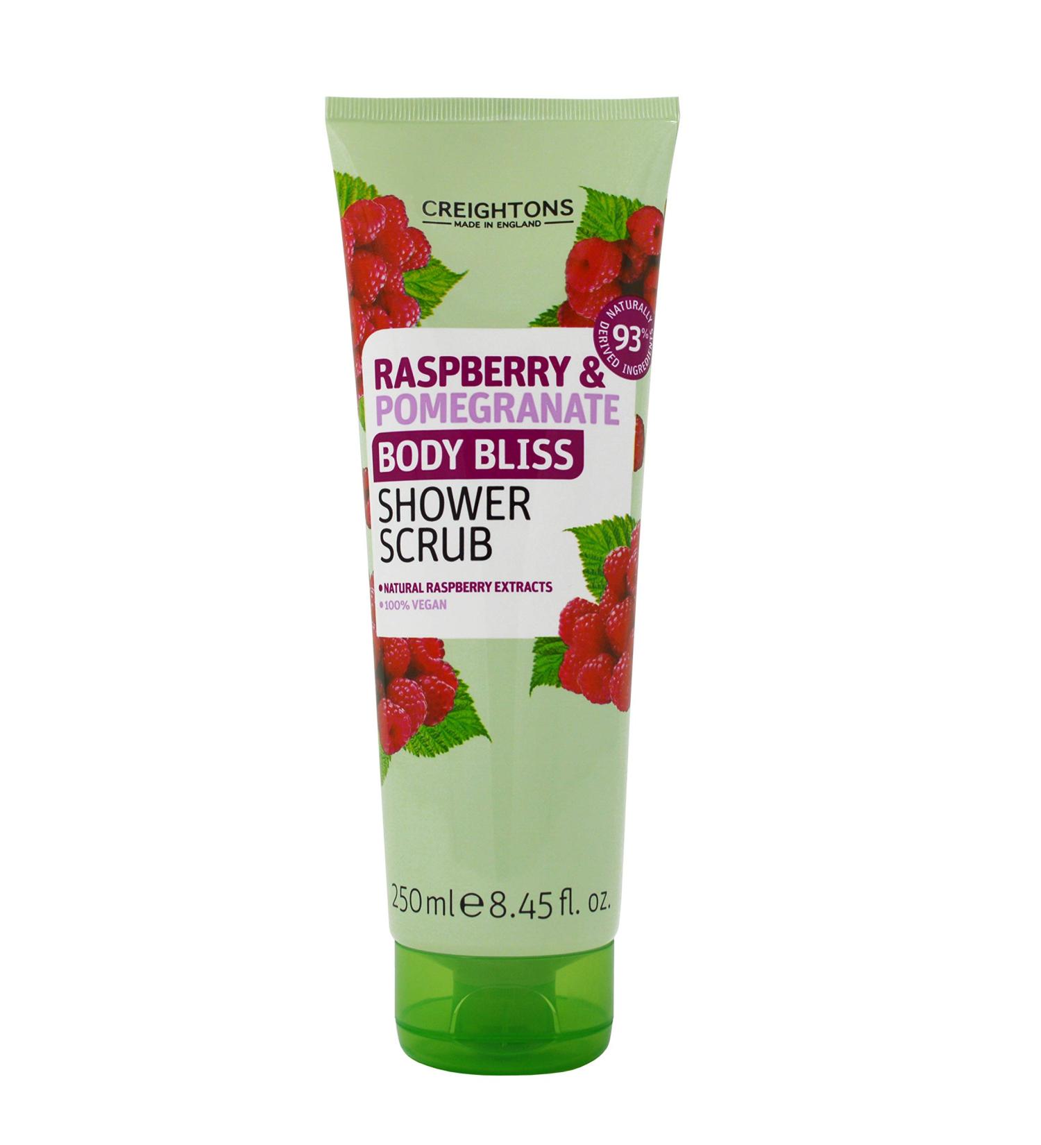Creightons Body Bliss Raspberry and Pomegranate Shower Scrub (250 ml) - Revitalise Your Senses & Boost Your Energy with Juicy Extracts of Raspberry & Pomegranate Vegan Friendly - Buy Online on GoSupps.com
